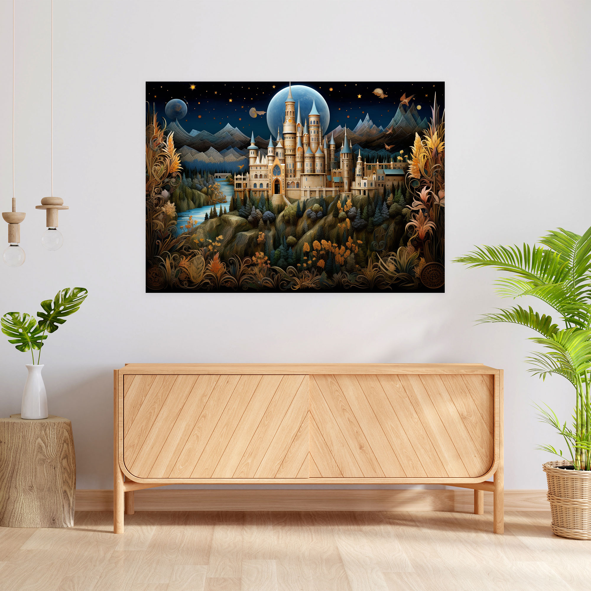 Medieval Illuminated Castle Canvas Print - Medieval, Medieval, Wall Decoration, Home Decoration