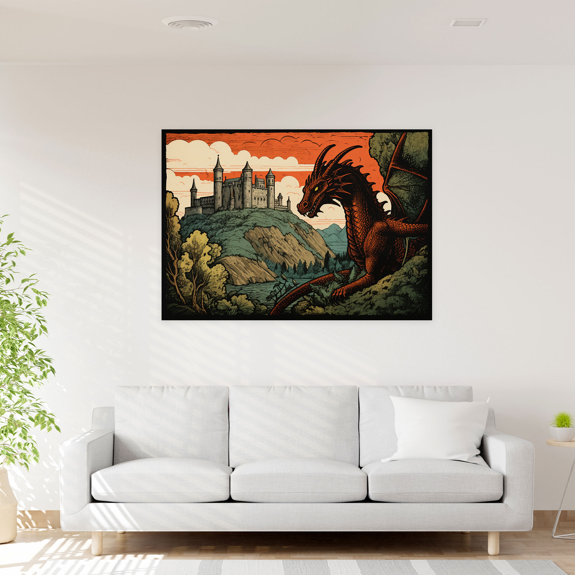Medieval Dragon Fortress Wall Art - Medieval, Wall Decoration, Canvas, Wall Art