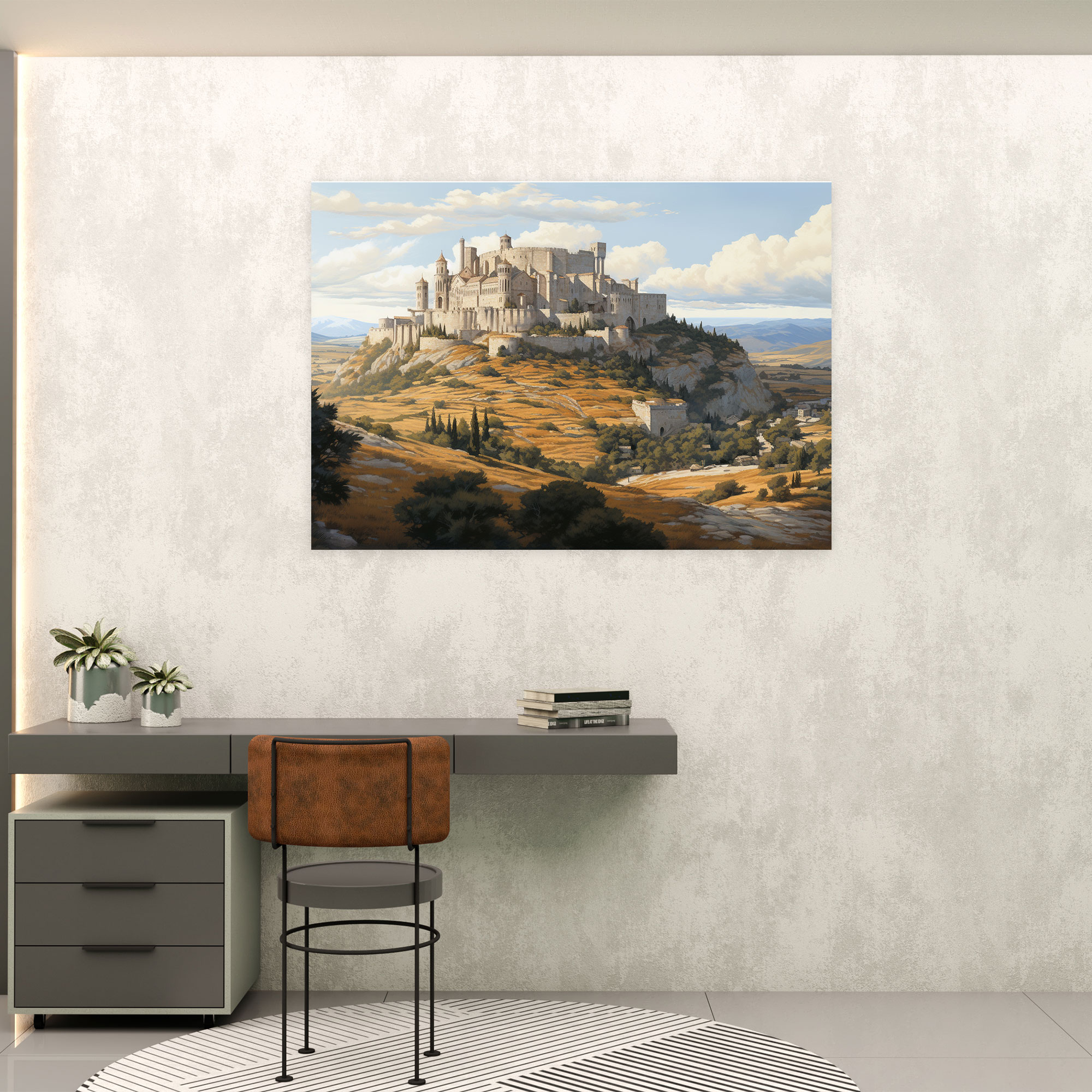 Ancient Medieval Castle Calligraphy Print - Medieval, Elegance, Wall Art, Canvas Wall Art