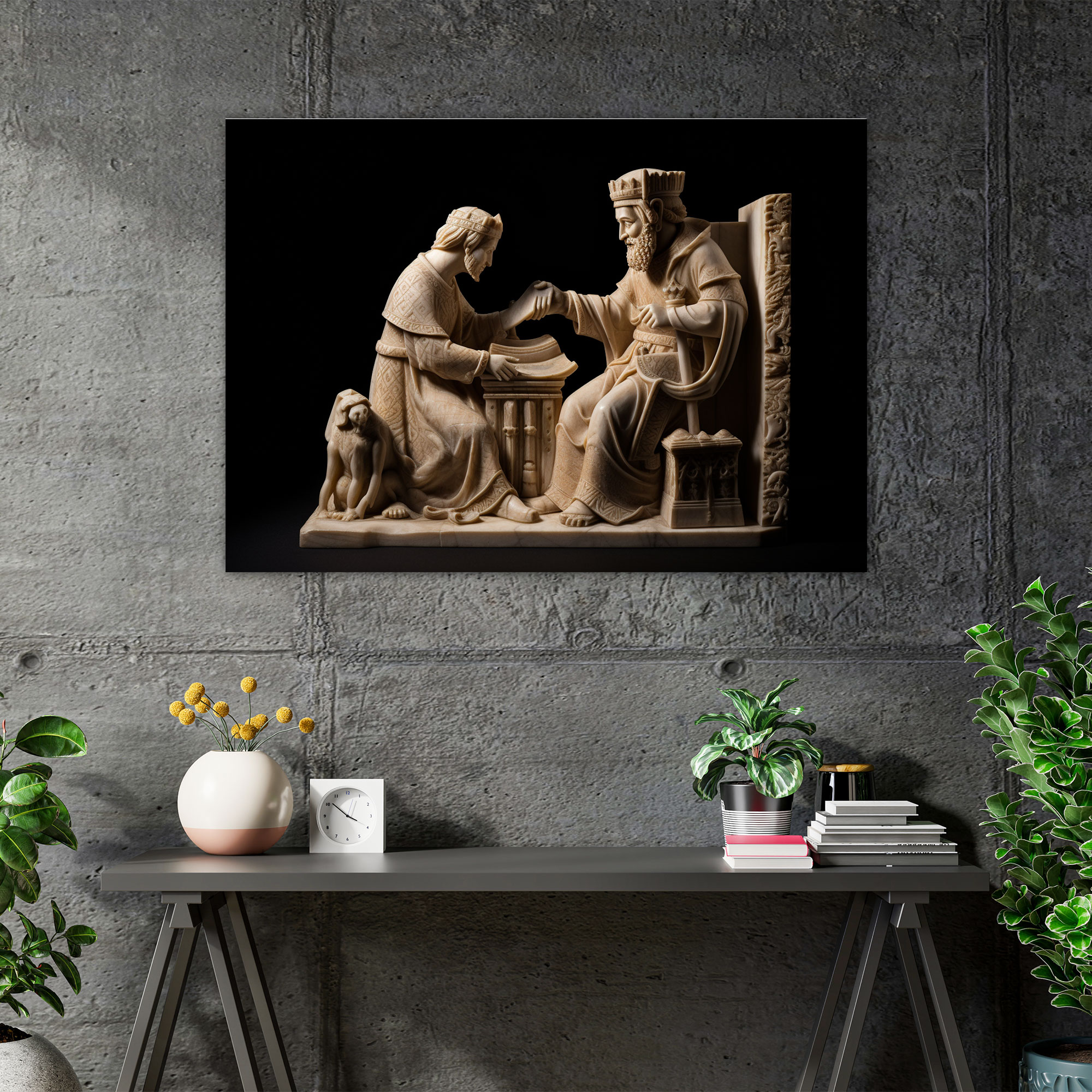 Medieval Knight Stone Carving Canvas Print - Medieval, Medieval, Canvas, Wall Art