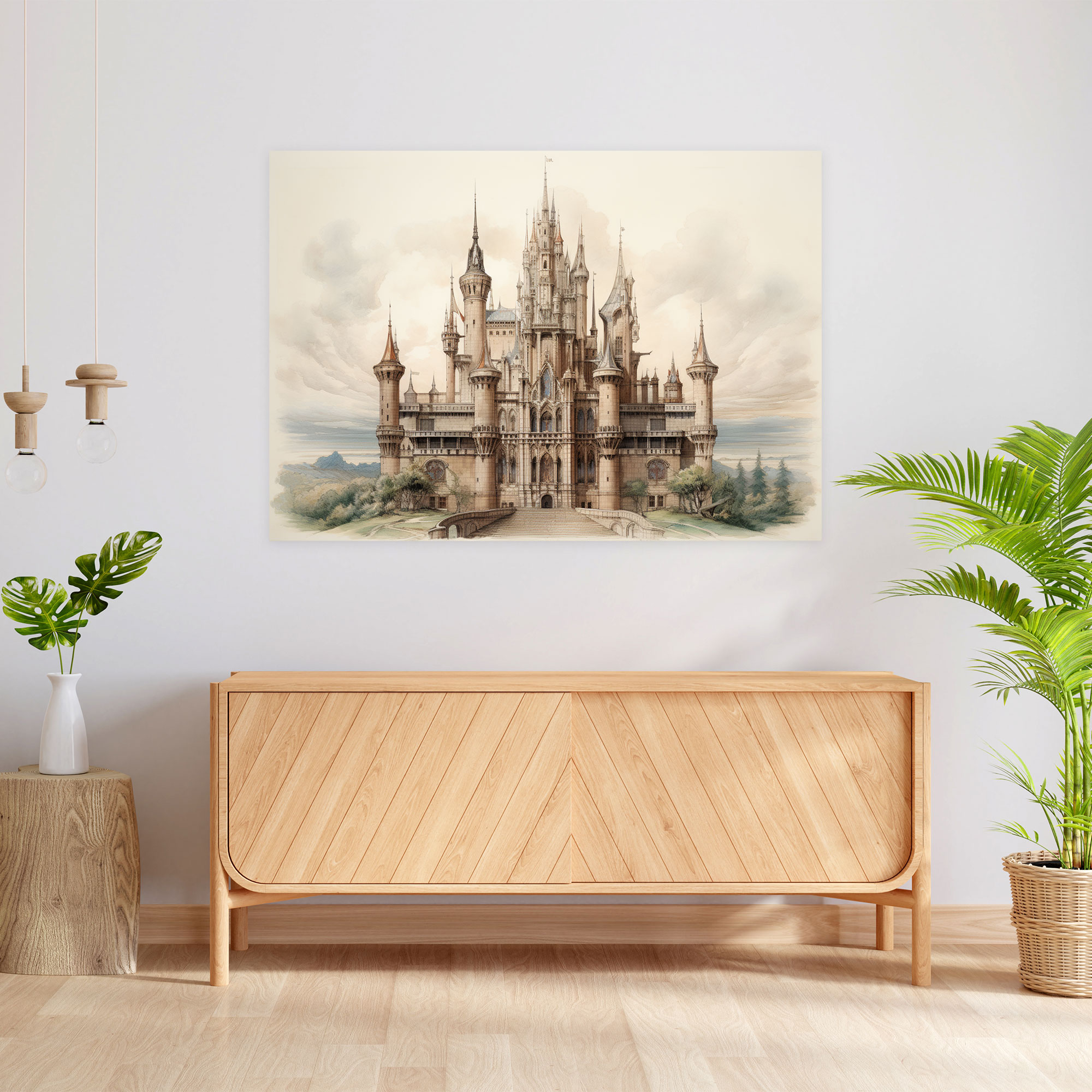 Medieval Castle Architectural Print - Medieval, Wall Decoration, Castle, Towers