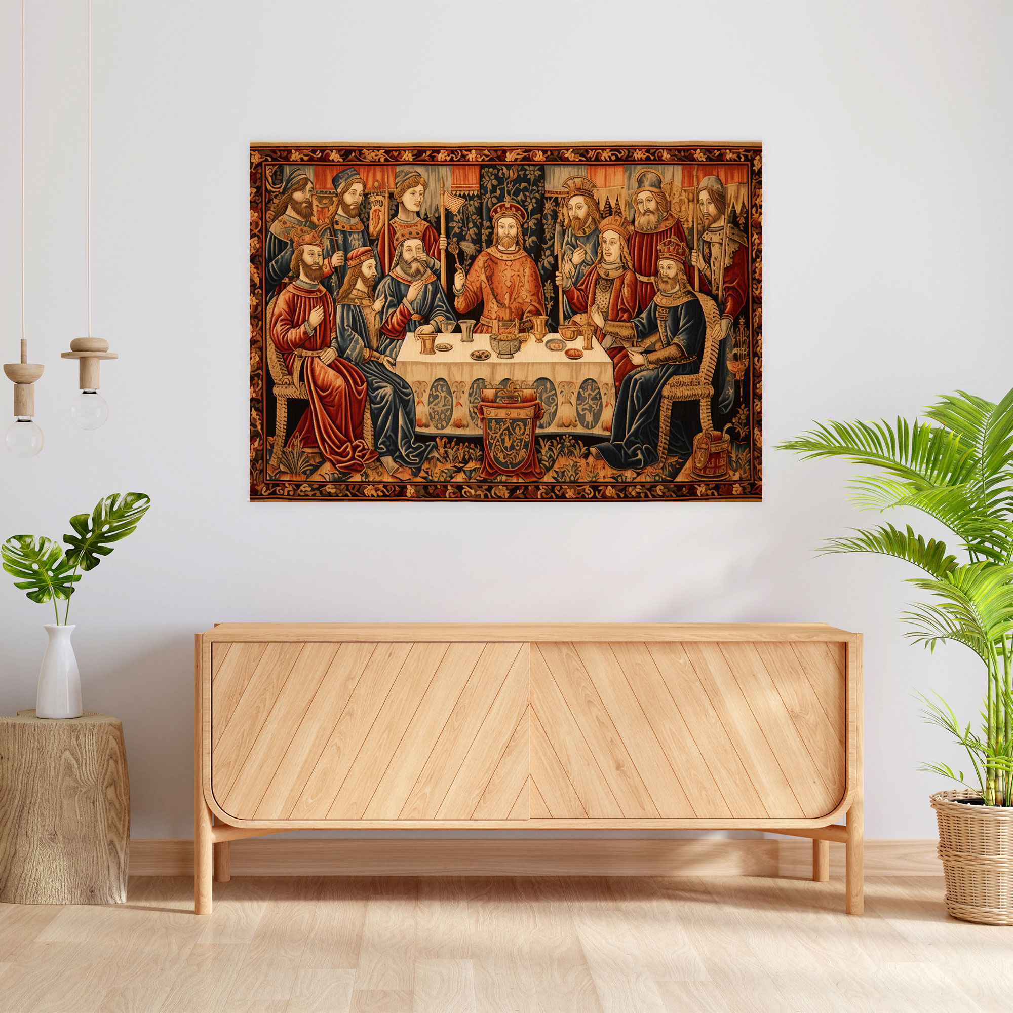 Medieval Tapestry Wall Art - Medieval, Royal Banquet, Queens, Intricate Details