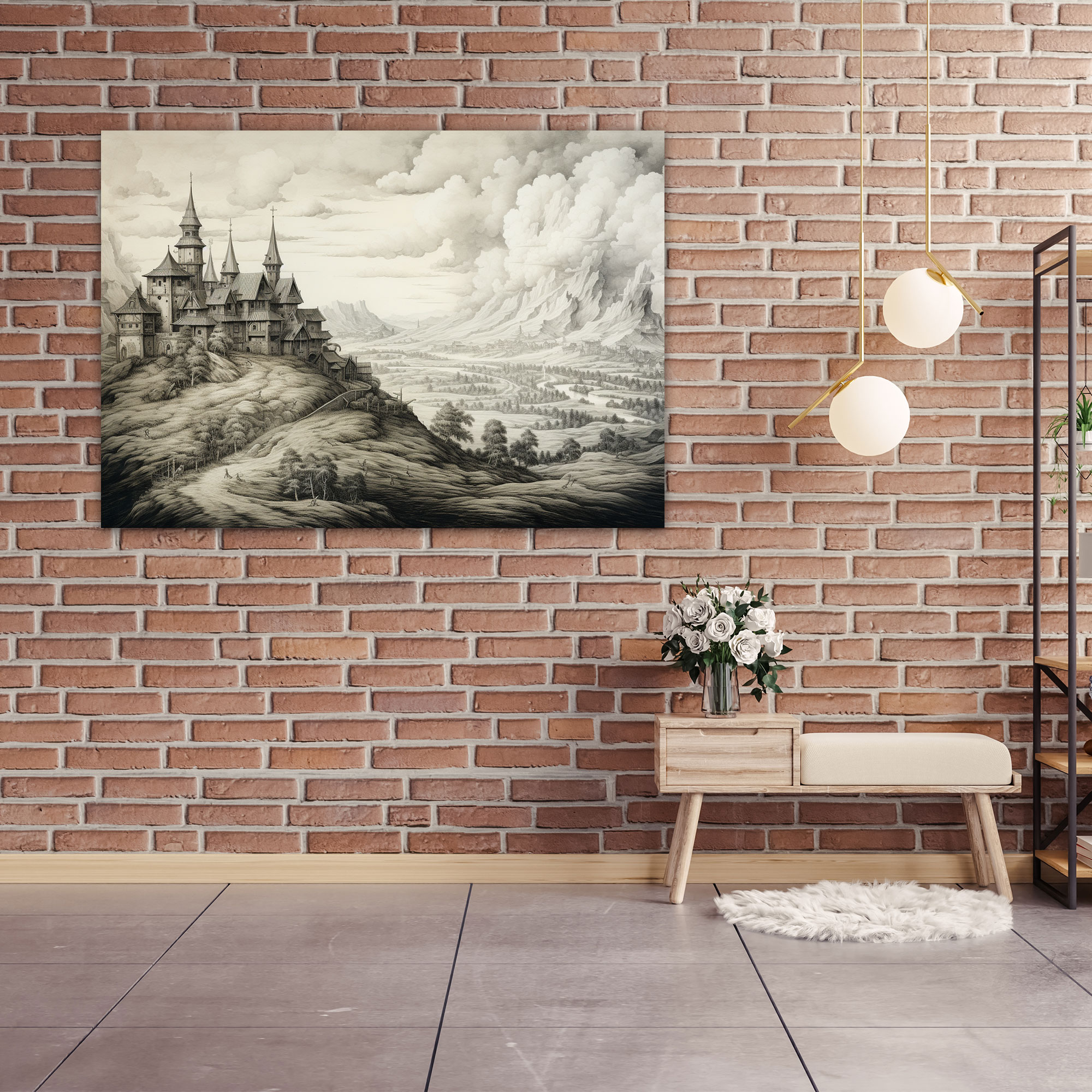 Medieval Village Wall Art - Medieval, Home Decoration, Wall Decoration, Wall Art