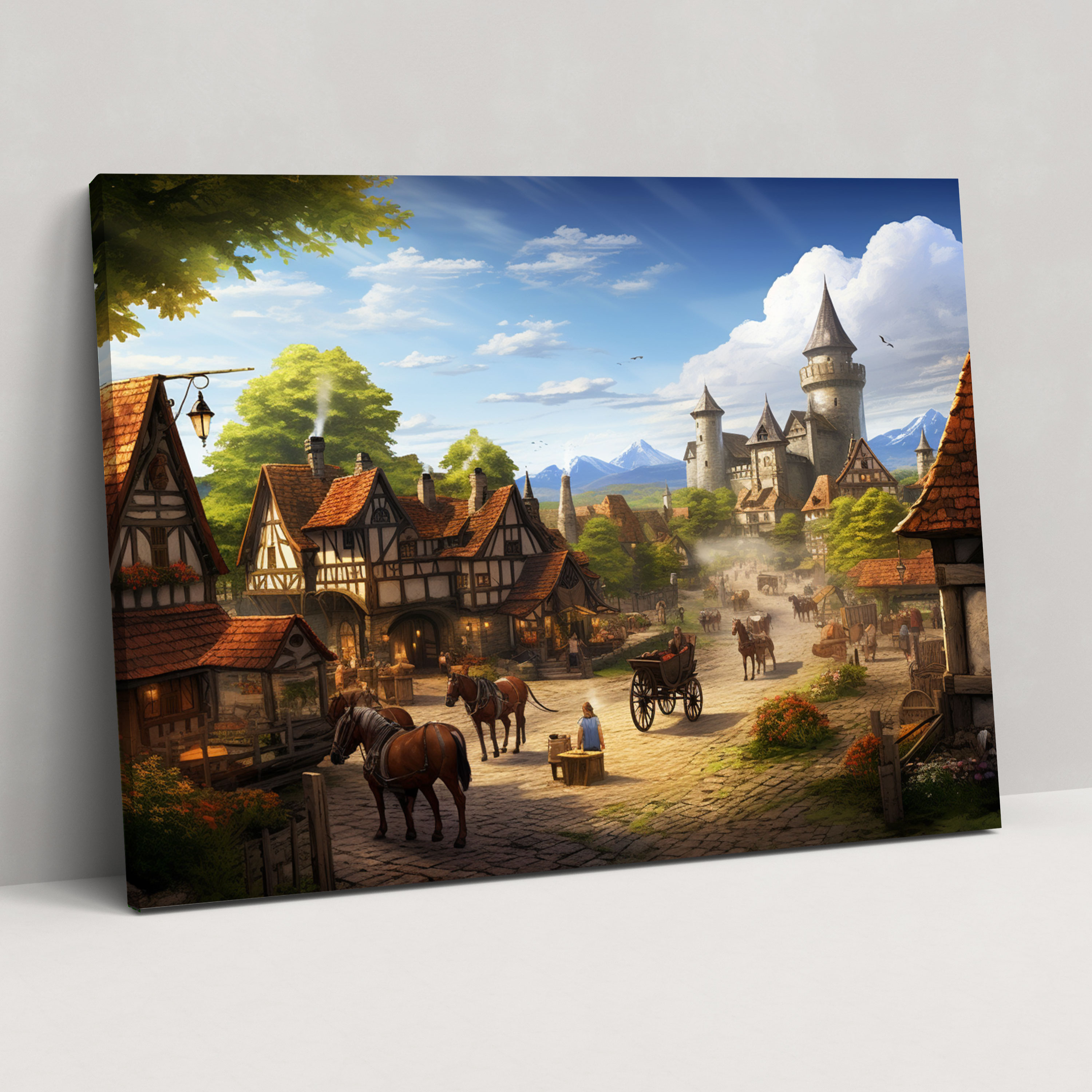 Medieval Village Canvas Print - Medieval, Wall Decoration, Canvas, Canvas Print