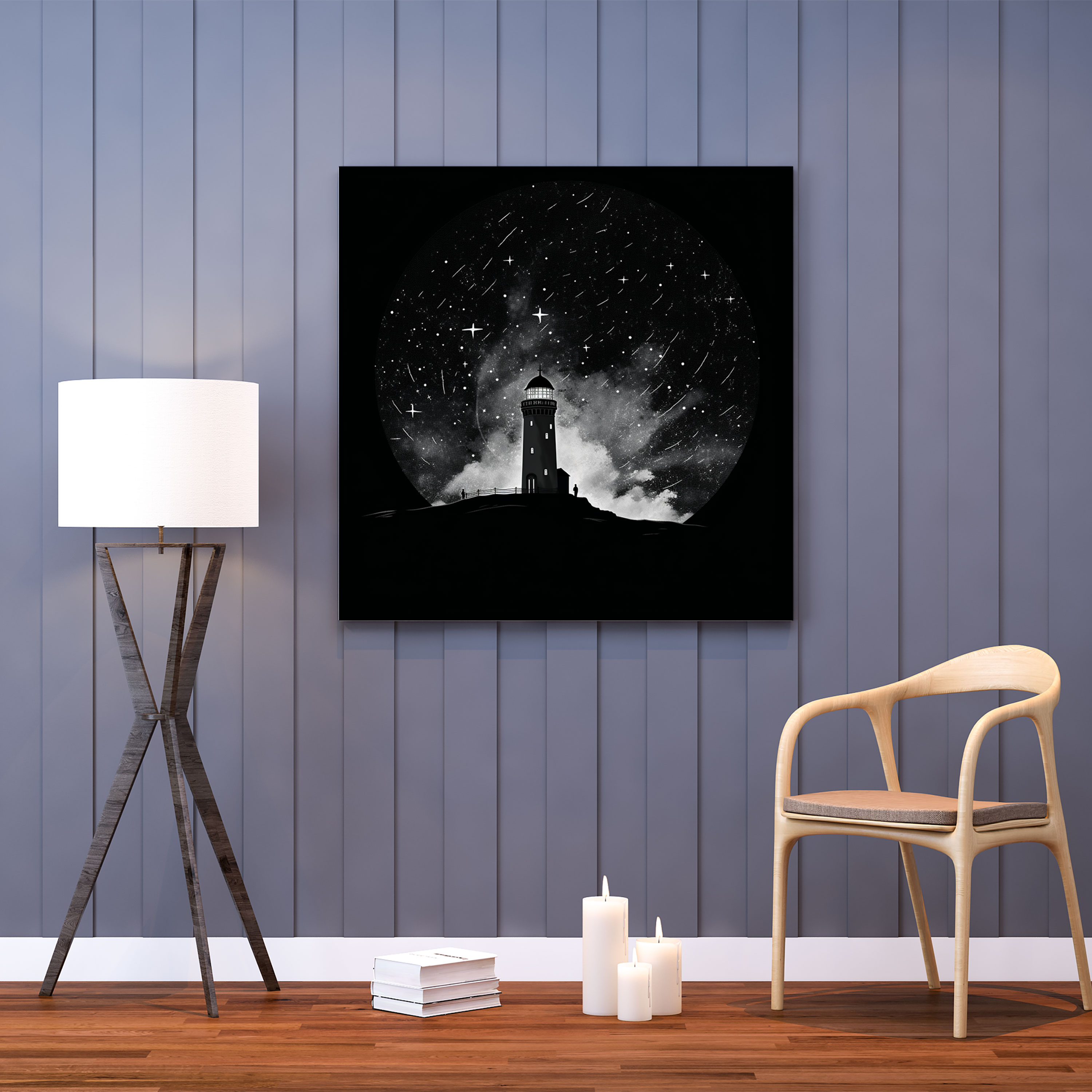 Minimalist Starry Night Maiden Tower Canvas Print - Maiden Tower, Elegant, Canvas Print, Home Decoration
