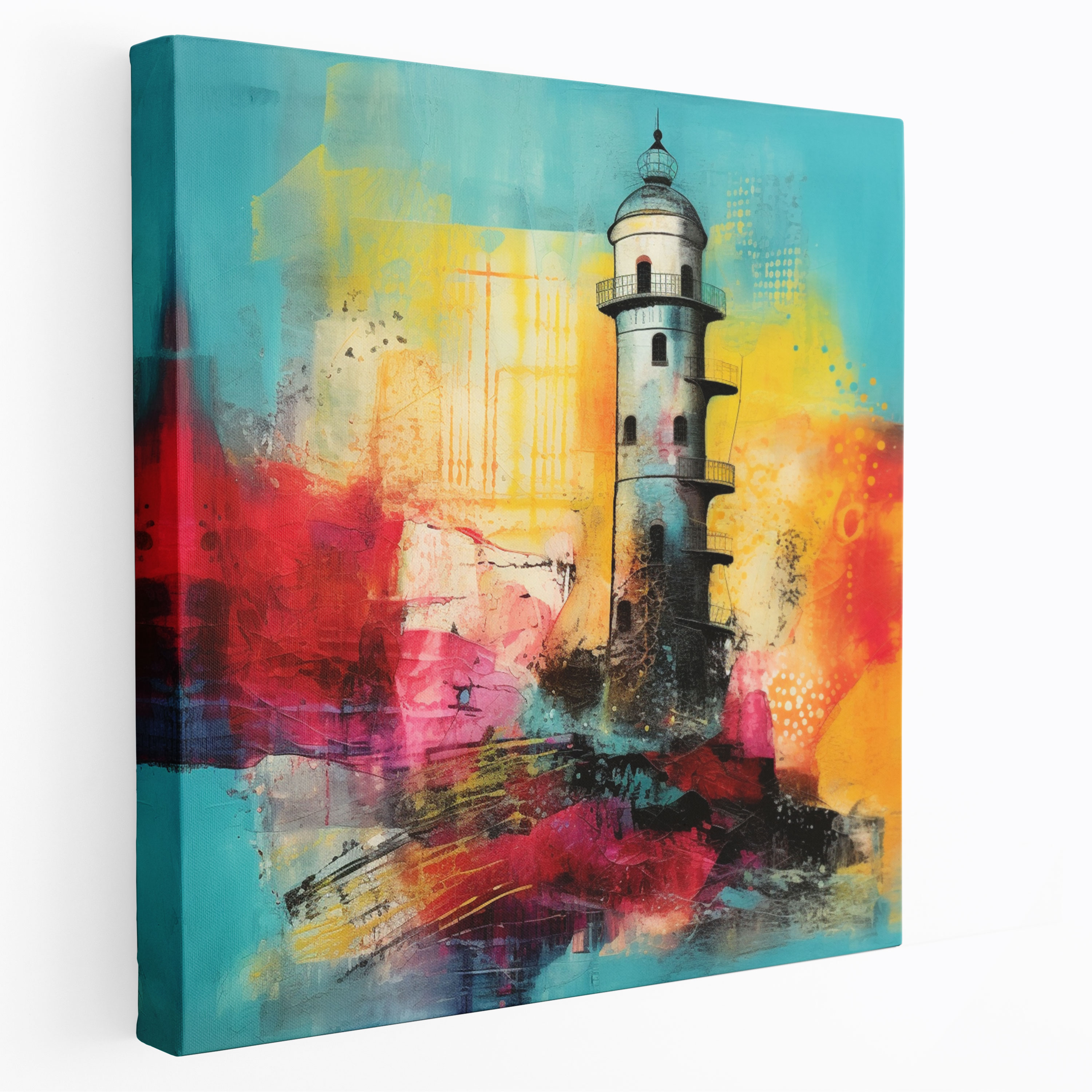 Ethereal Abstract Maiden Tower Wall Art - Maiden Tower, Bold Colors, Textured Layers, Ethereal
