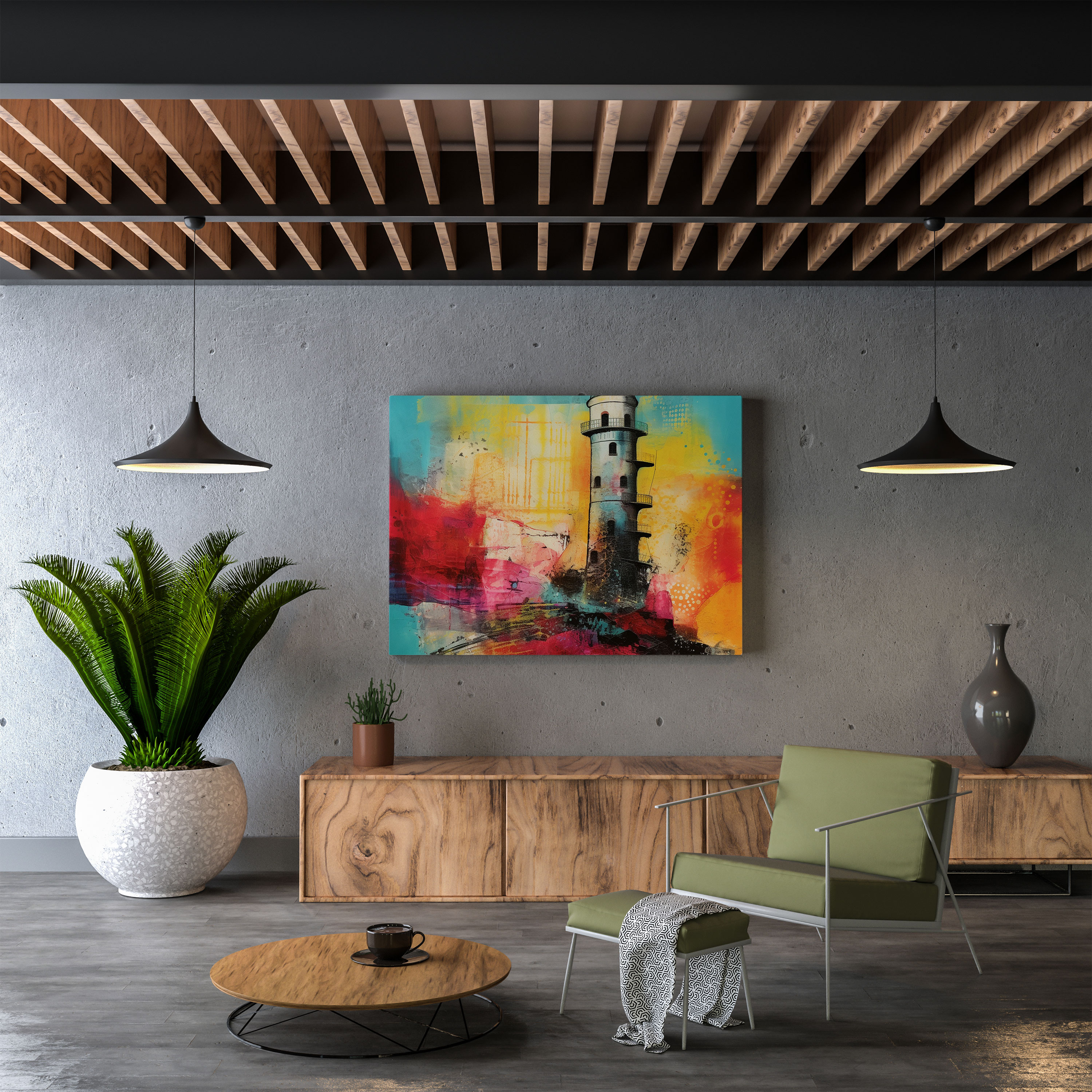 Ethereal Abstract Maiden Tower Wall Art - Maiden Tower, Bold Colors, Textured Layers, Ethereal