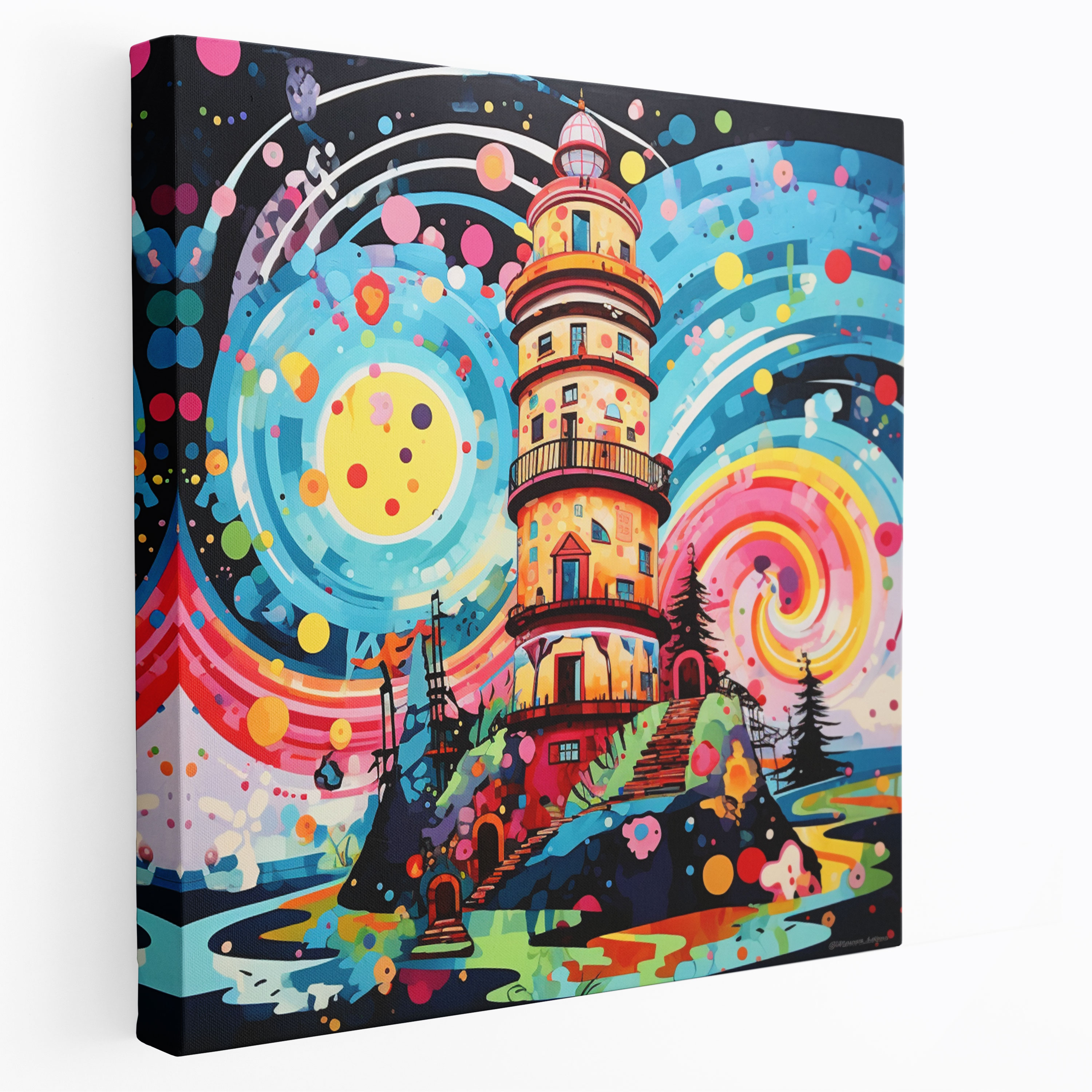 Playful Pop Art Maiden Tower Canvas Print - Maiden Tower, Wall Art, Colorful, Canvas Print