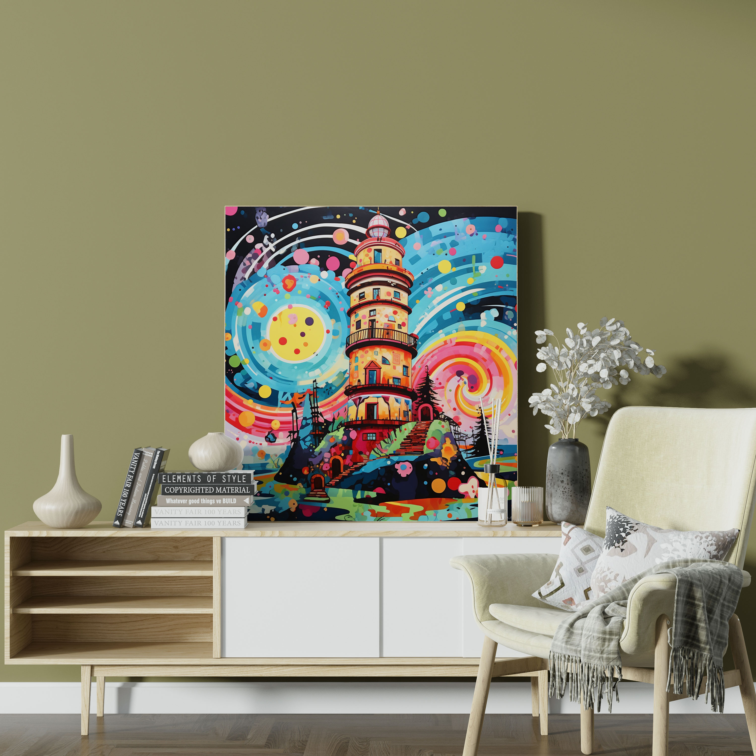 Playful Pop Art Maiden Tower Canvas Print - Maiden Tower, Wall Art, Colorful, Canvas Print