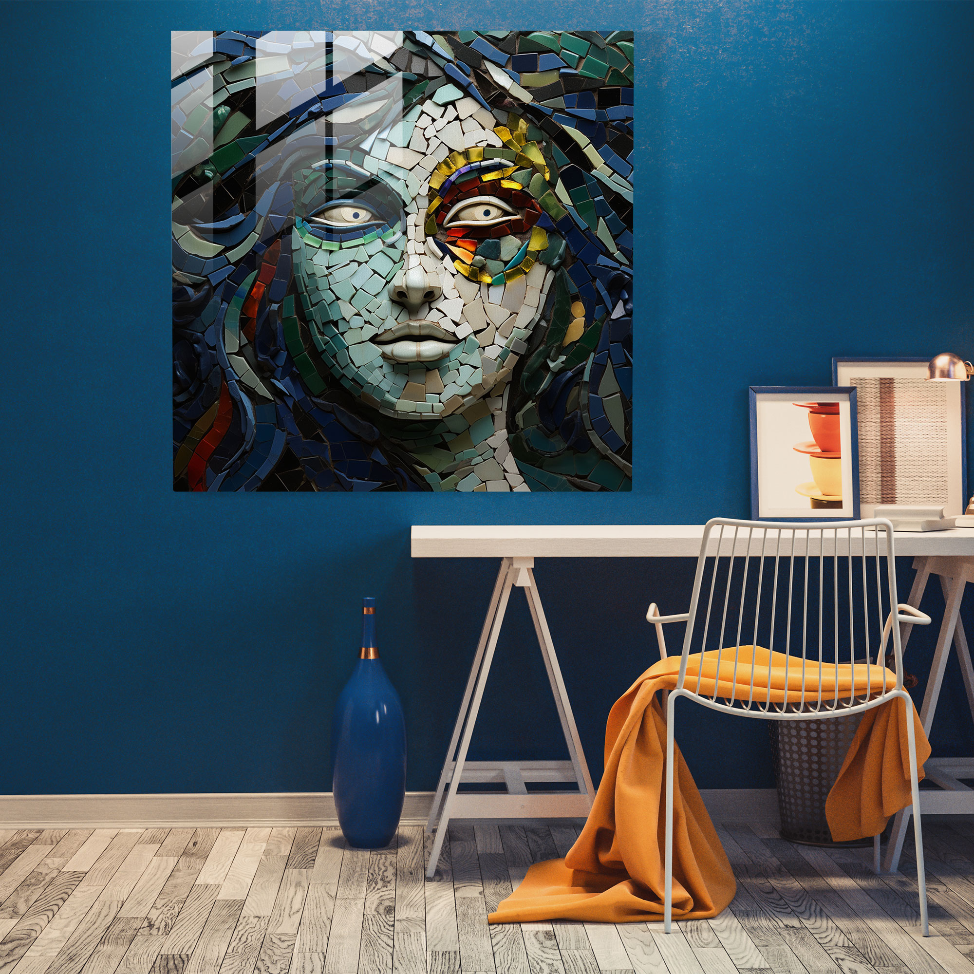 Medusa Glass Art - Medusa, Shattered Mirror Pieces, Glass Print, Mythological Symbolism