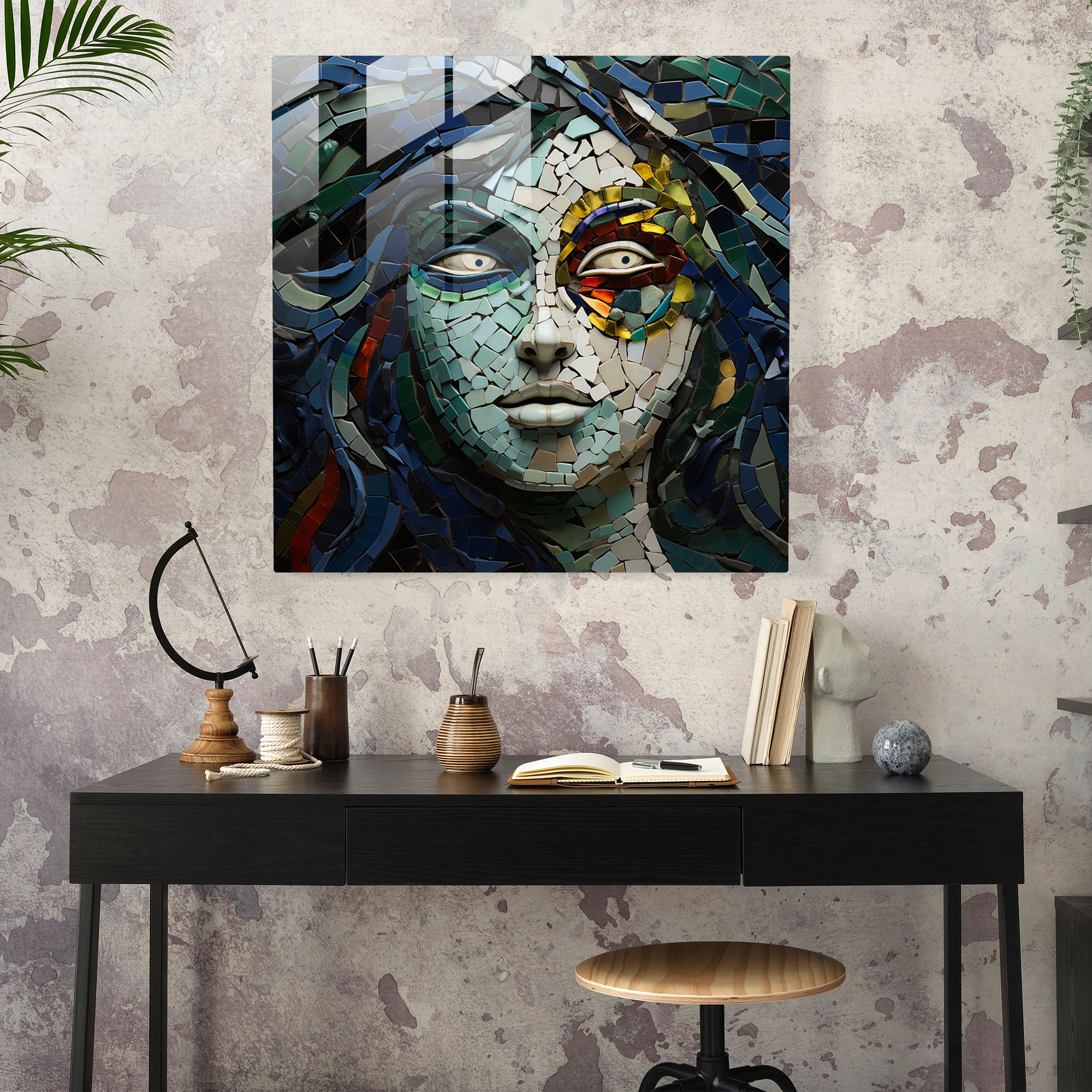 Medusa Glass Art - Medusa, Shattered Mirror Pieces, Glass Print, Mythological Symbolism