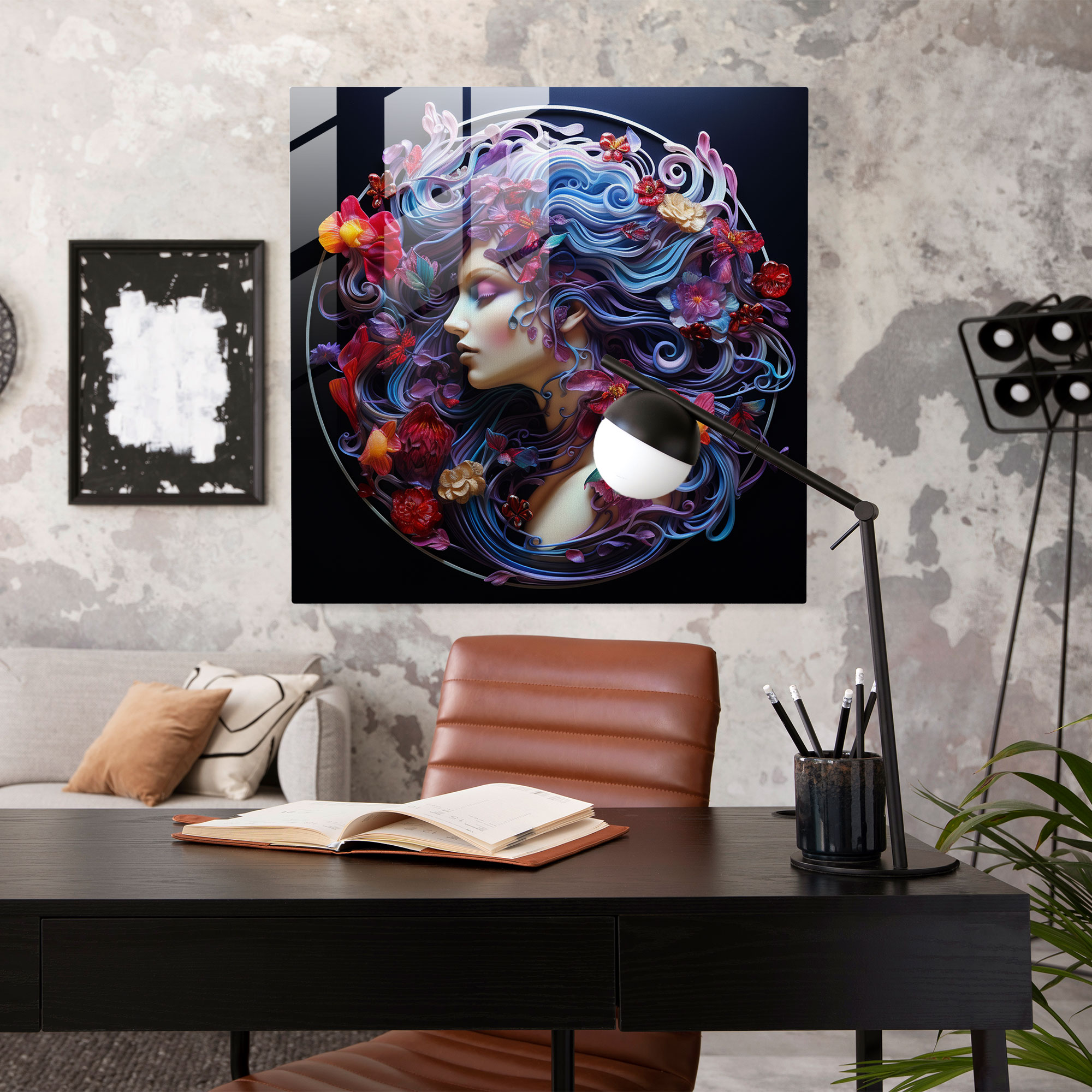 Medusa Modern Art - Medusa, Wall Decoration, Medusa, Surrealistic Glass Painting