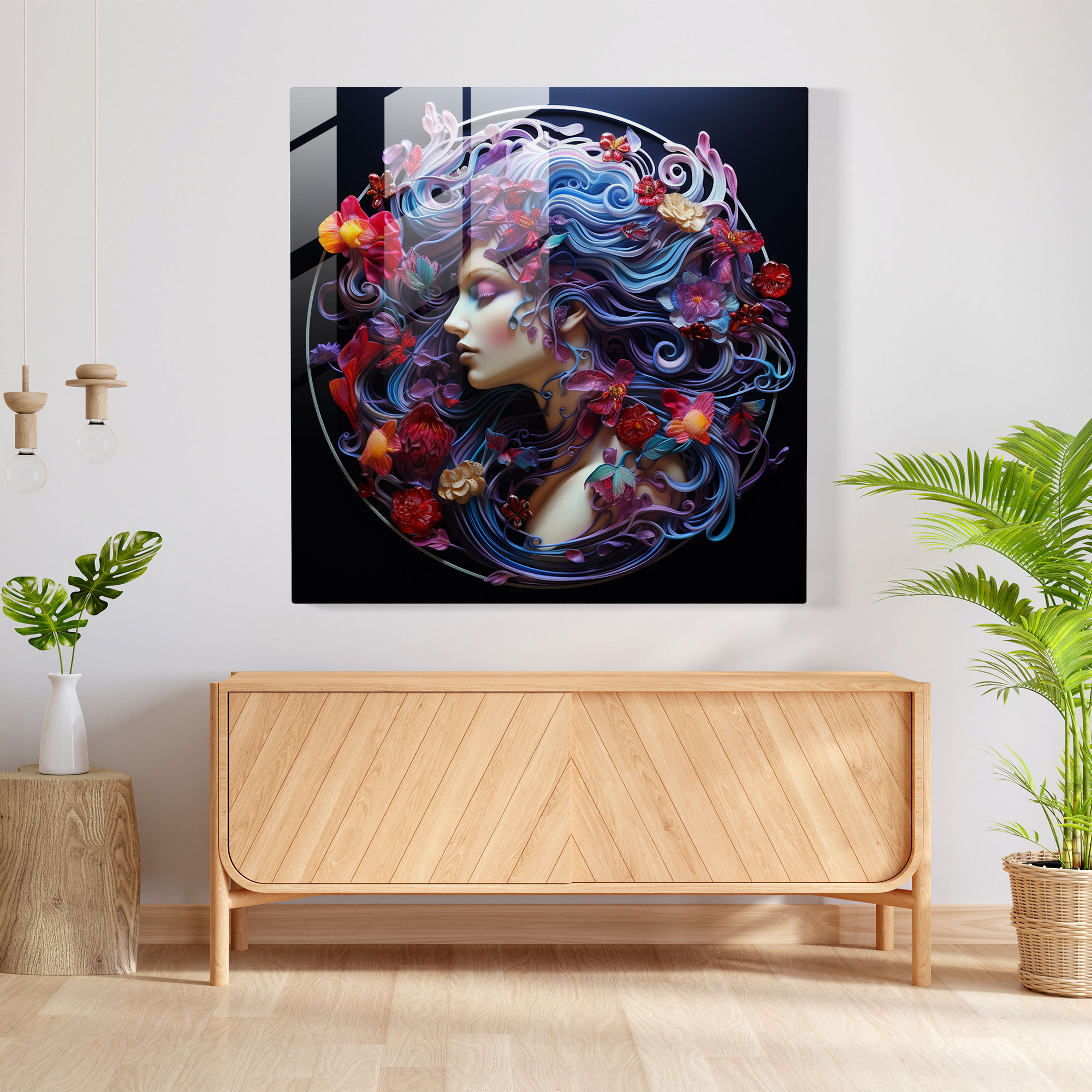 Medusa Modern Art - Medusa, Wall Decoration, Medusa, Surrealistic Glass Painting