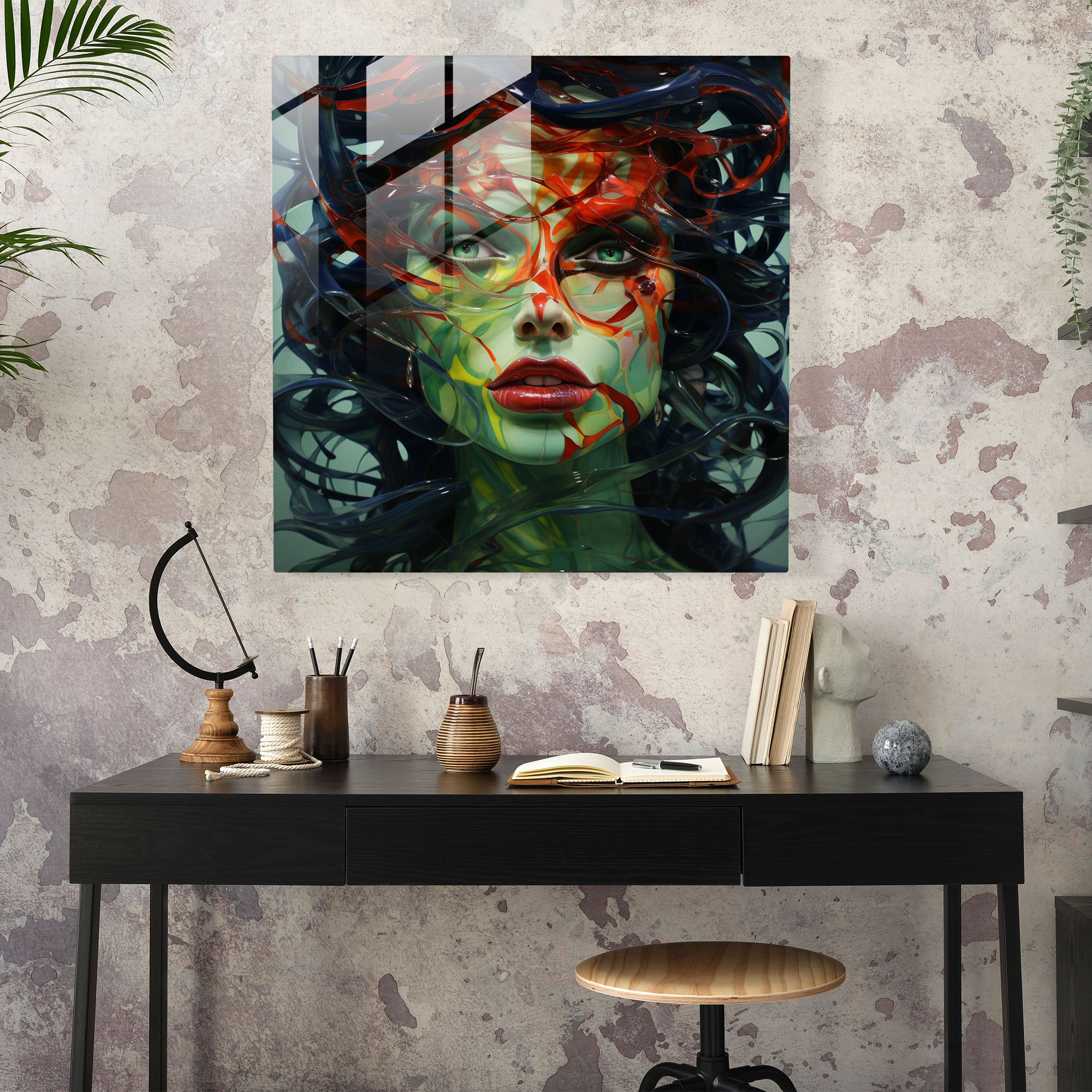 Medusa Ev Dekorasyonu - Modern Sanat Güçlü İfade Canlı Renk Paleti