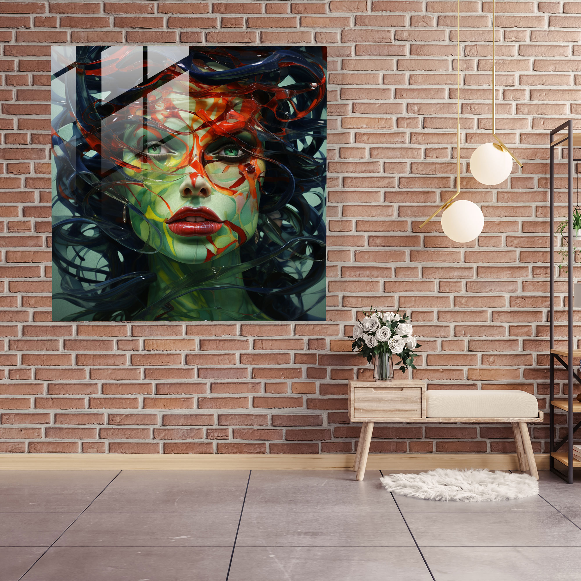 Medusa Ev Dekorasyonu - Modern Sanat Güçlü İfade Canlı Renk Paleti