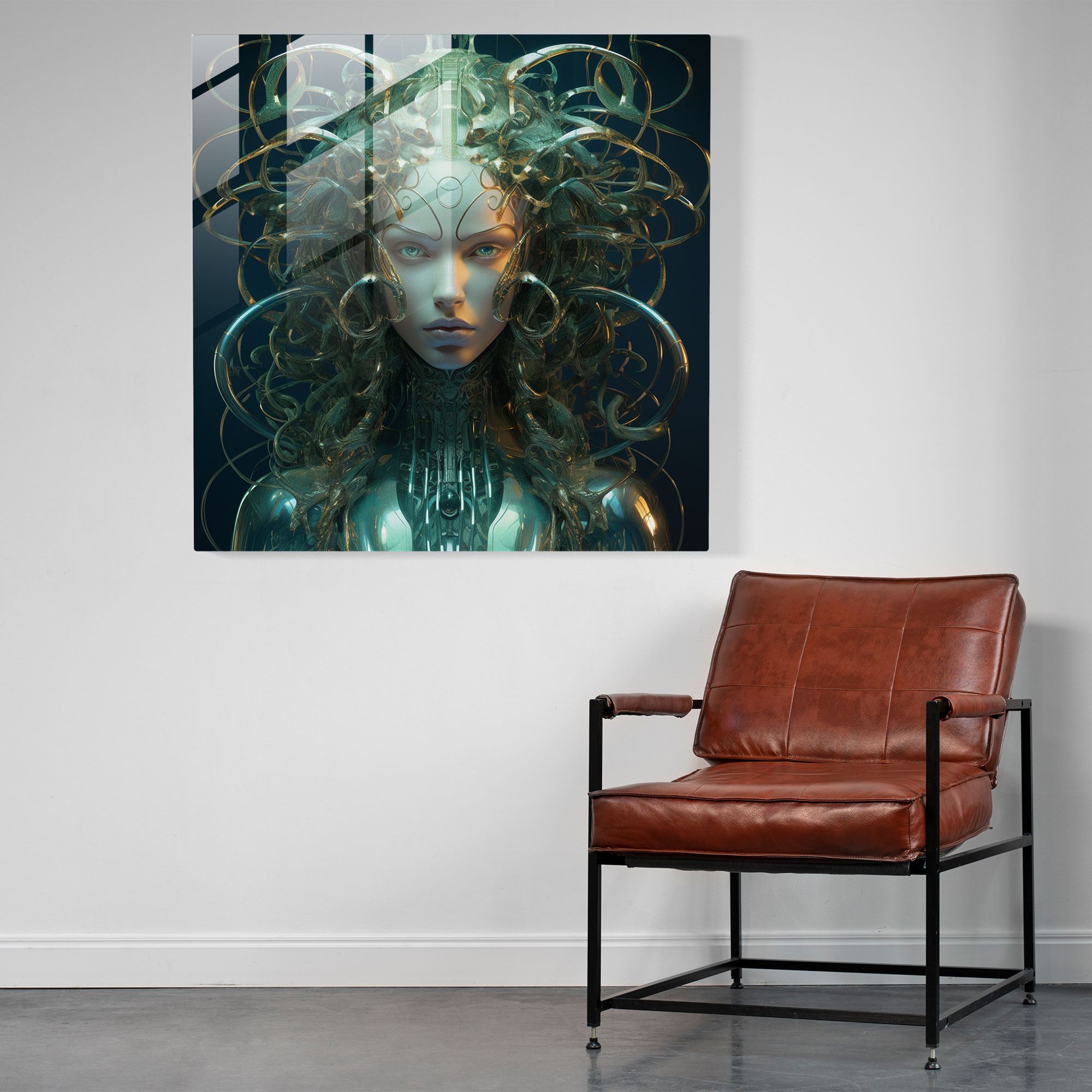 Medusa'nın Siber Yükseliş Cam Tablosu - Medusa Siber Ev Dekorasyonu