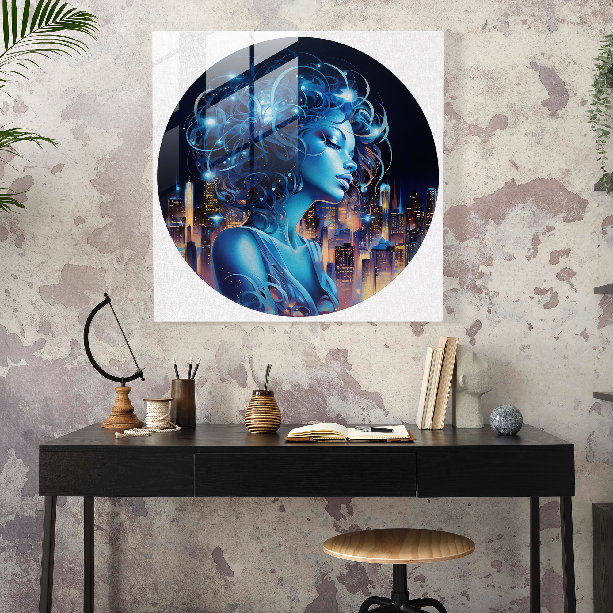 Medusa Şehir Silueti Cam Duvar Sanatı - Medusa Şehir Silueti Mitoloji