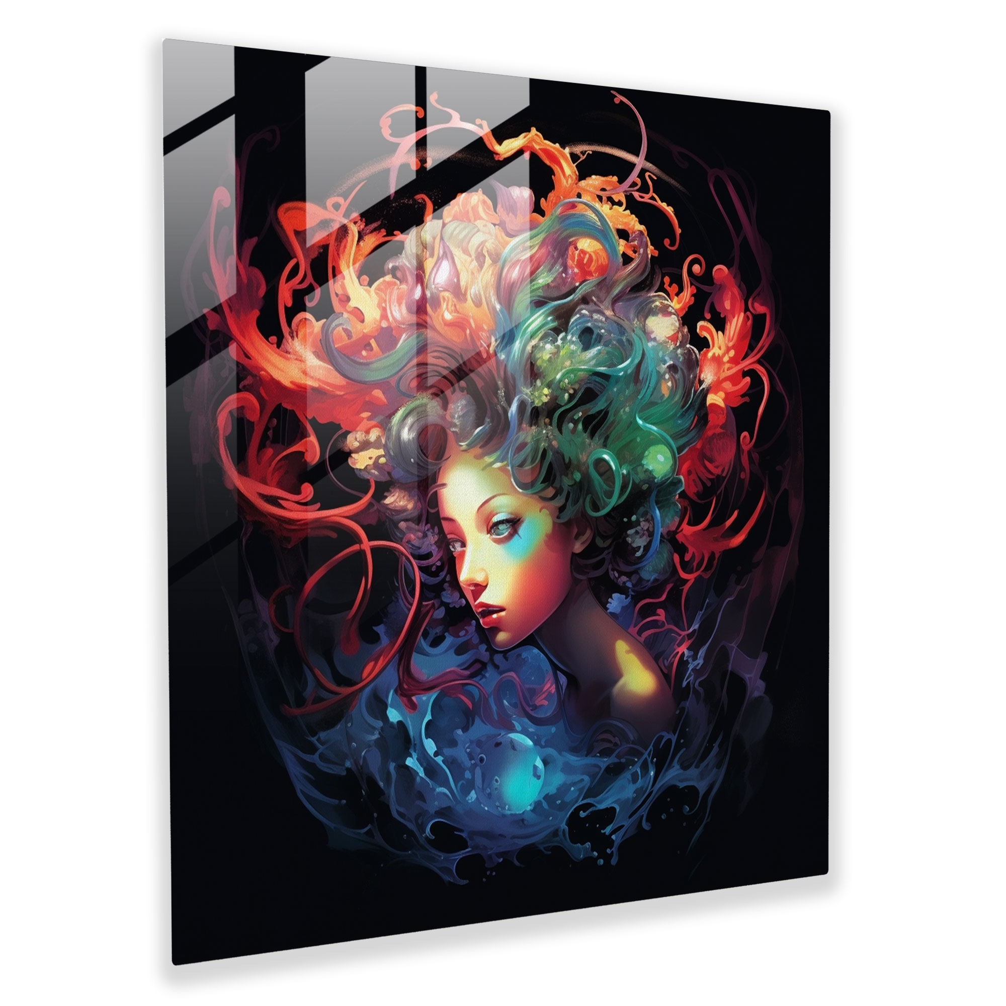 Medusa Underwater Surreal Glass Print - Medusa, Underwater, Surreal, Wall Decoration