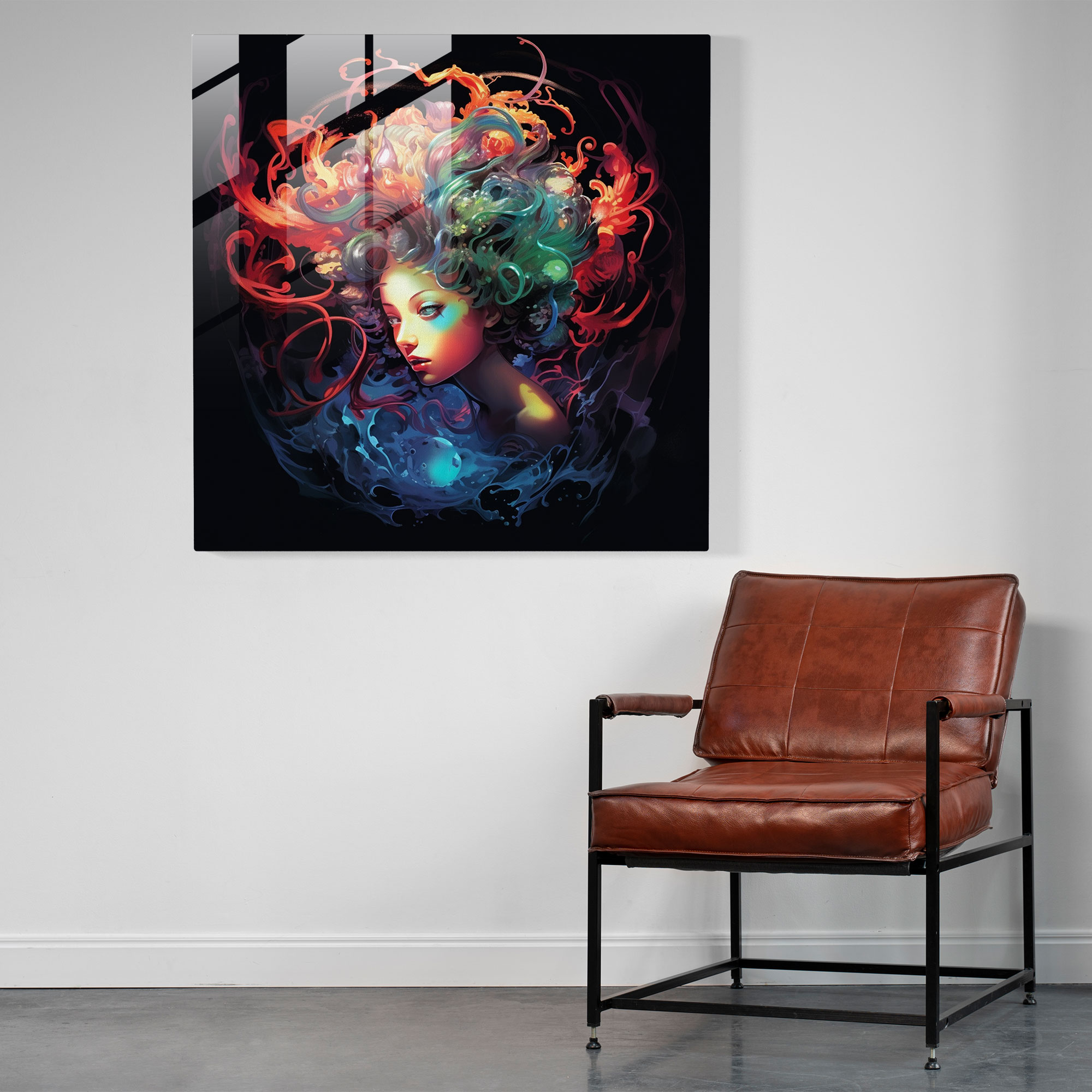 Medusa Underwater Surreal Glass Print - Medusa, Underwater, Surreal, Wall Decoration