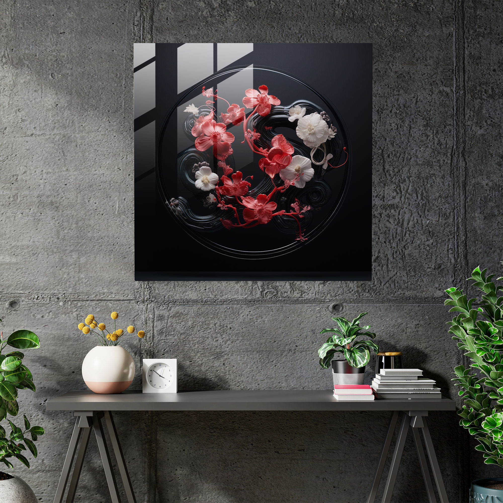 Medusa Snakes And Flowers Glass Wall Art - Medusa, Flowers, Wall Decoration, Glass Wall Art