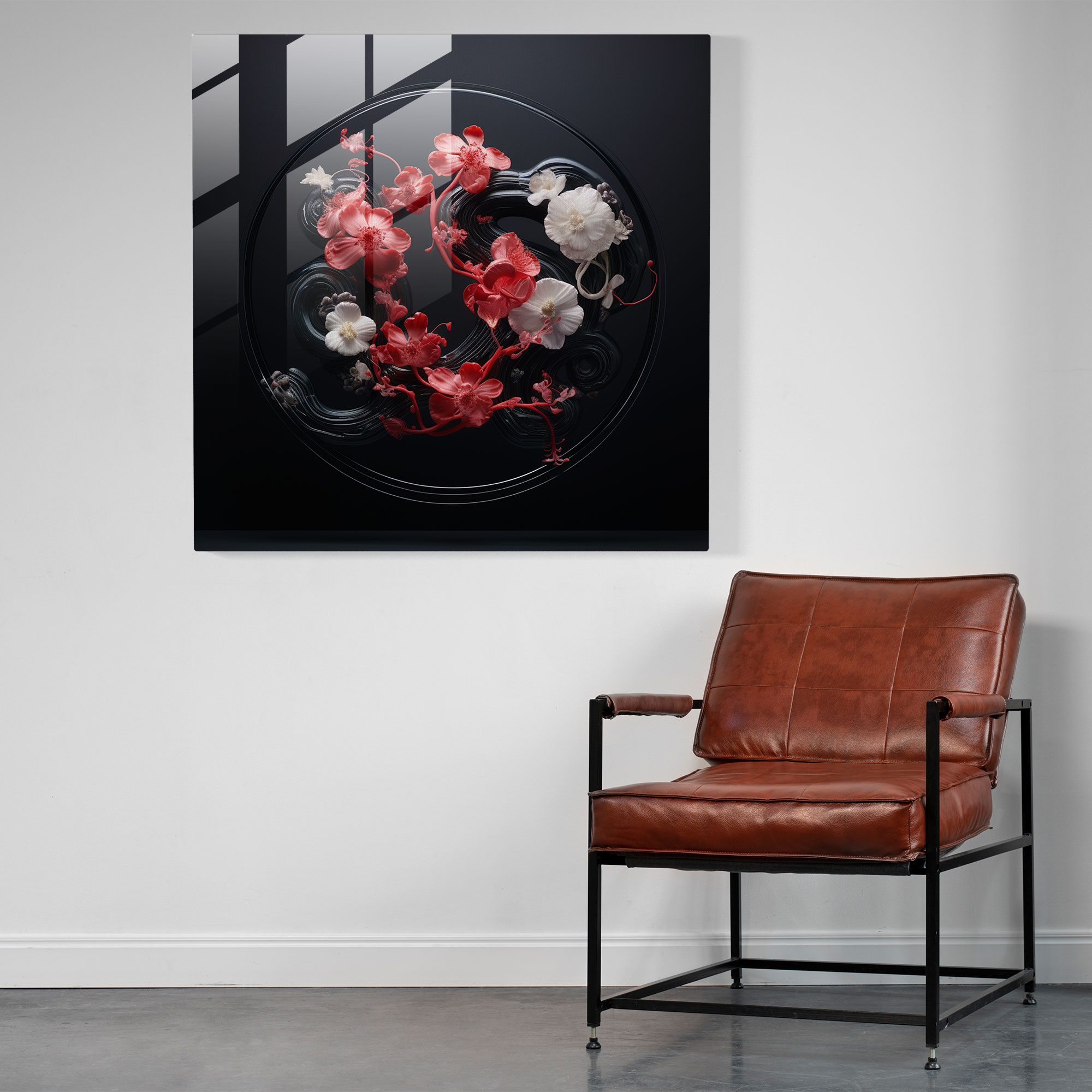 Medusa Snakes And Flowers Glass Wall Art - Medusa, Flowers, Wall Decoration, Glass Wall Art