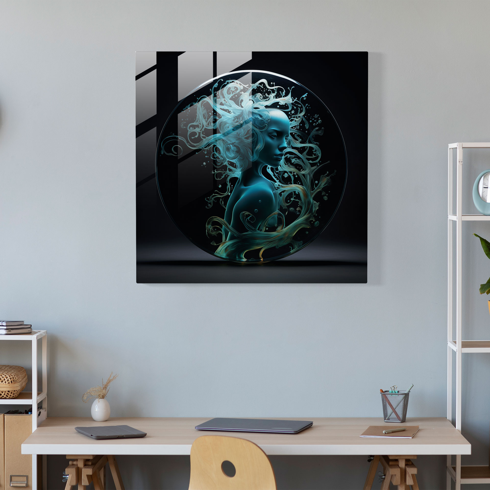 Medusa Glass Print - Abstract Silhouette With Intricate Swirls And Patterns - Medusa, Home Decoration, Glass Print, Wall Decoration