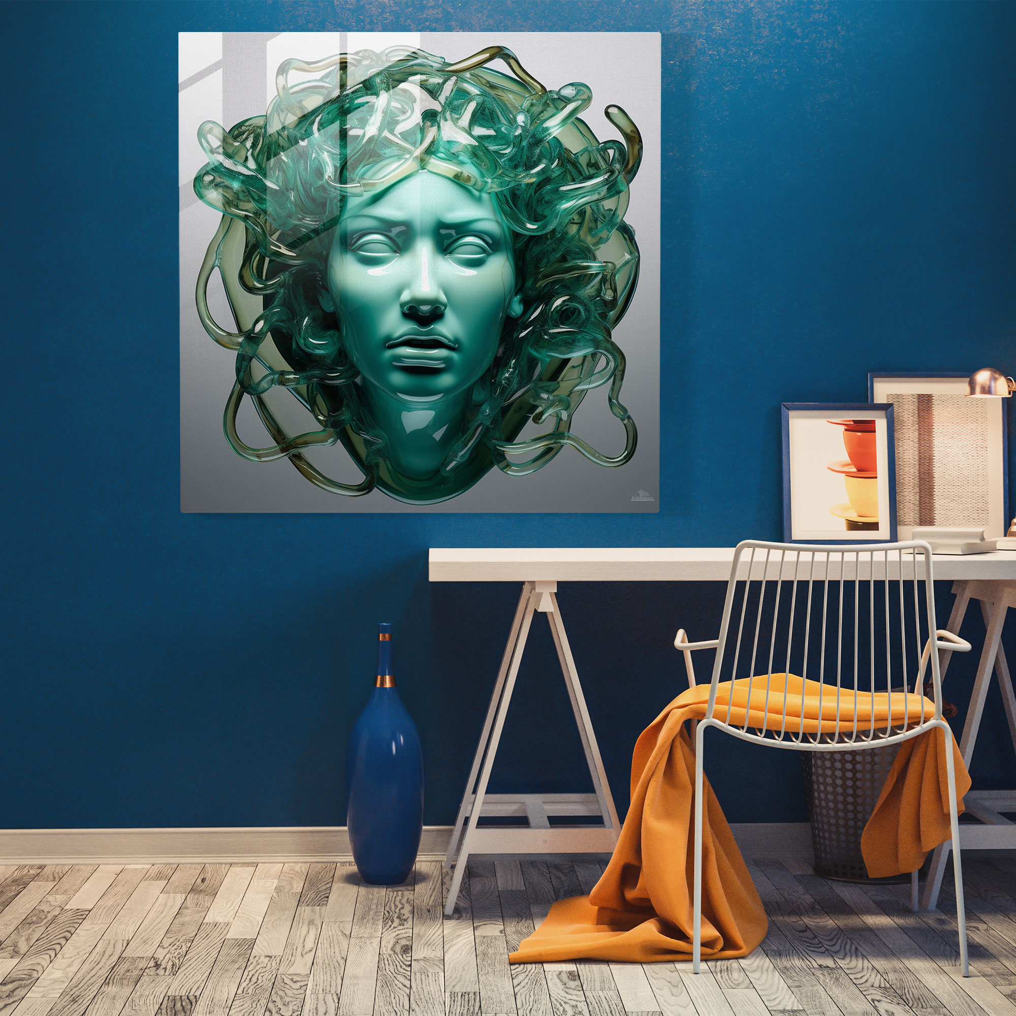 Medusa Glass Wall Art - Lifelike Depiction Of Intense Gaze With Realistic Detail - Medusa, Modern Art, Lifelike, Realistic