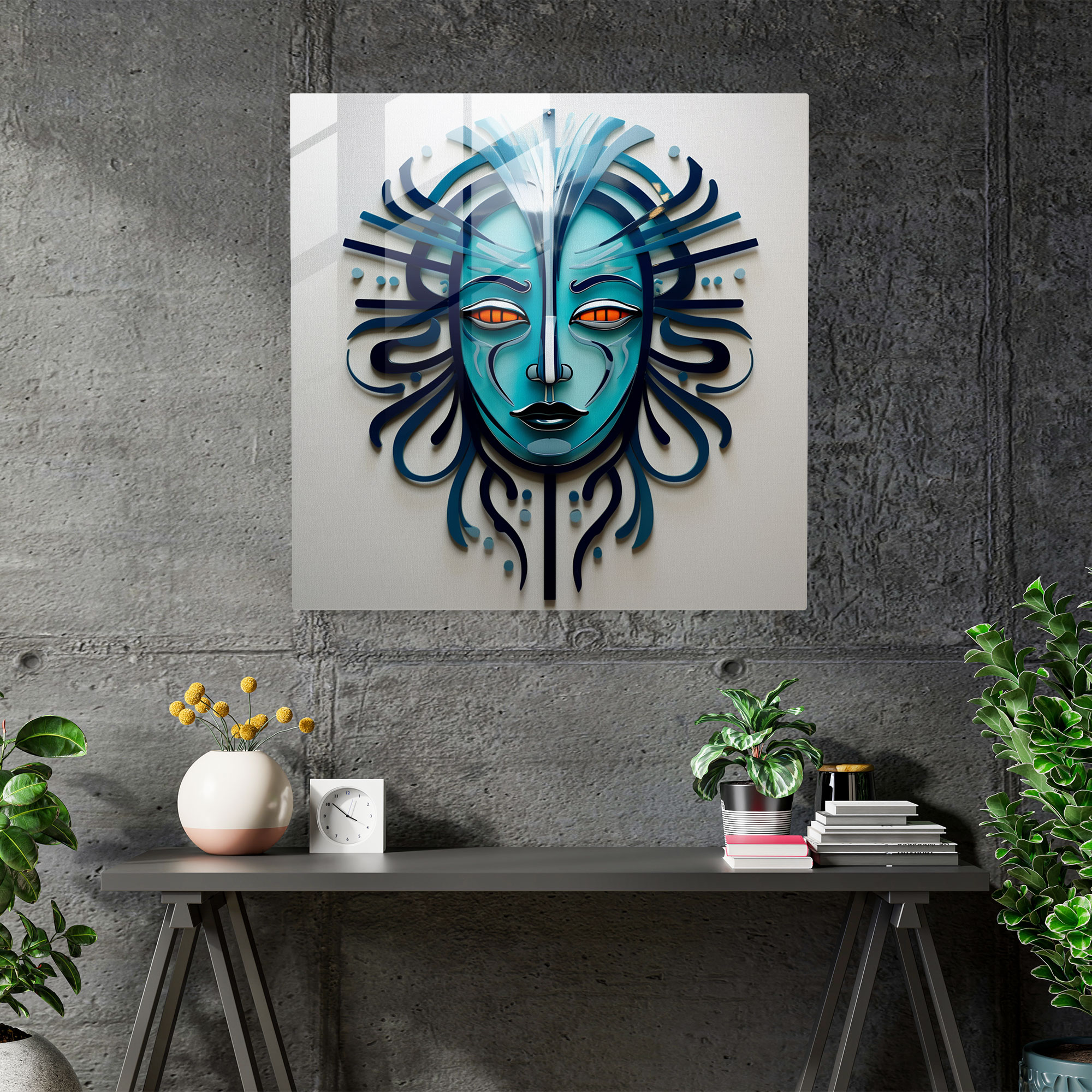 Medusa Geometric Glass Wall Art - Striking Composition Of Geometric Shapes And Lines - Medusa, Lines, Composition, Geometric