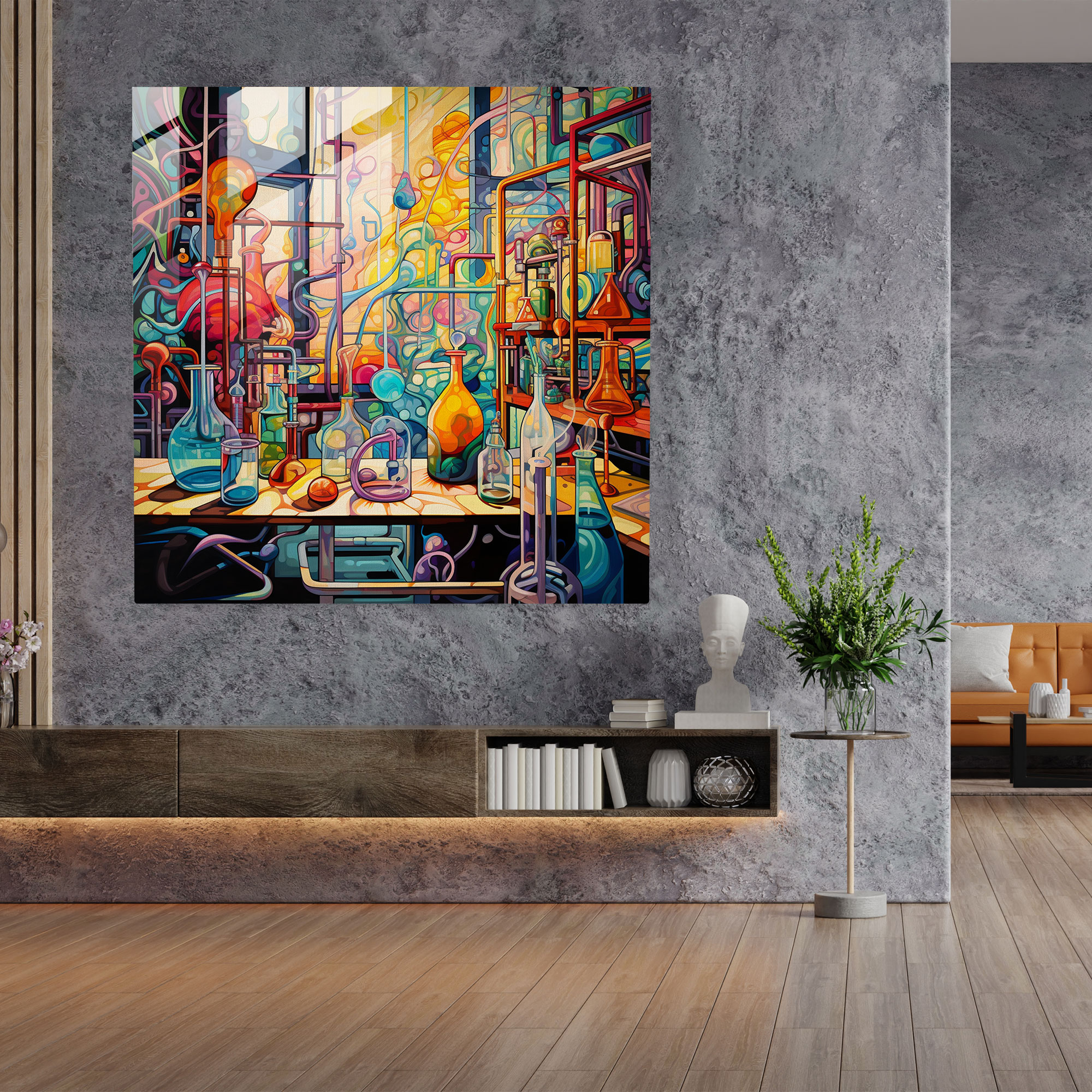 Medicine Lab Glass Print - Medicine, Vibrant Colors, Glass Print, Home Decoration