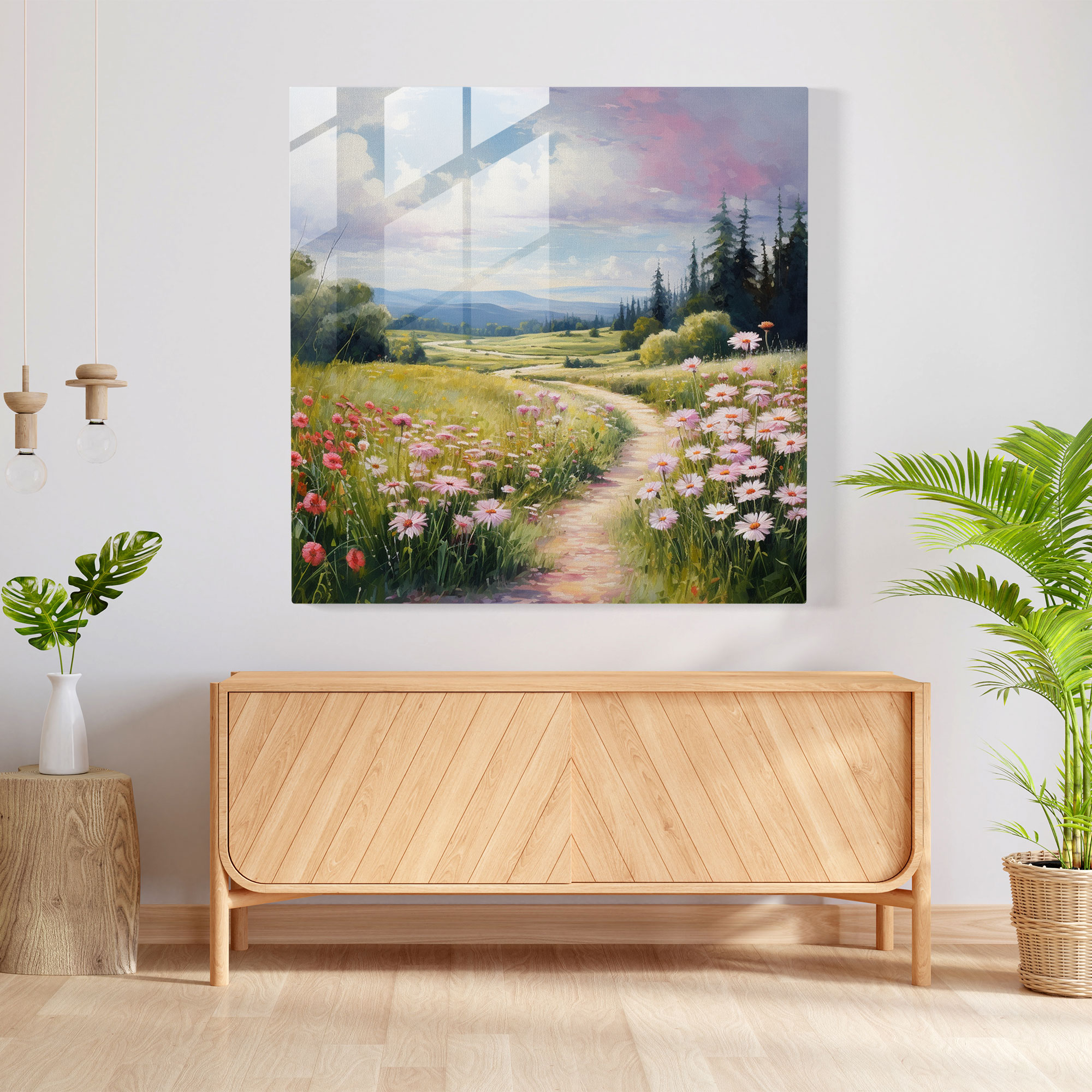 Medicine Serene Landscape Glass Print - Medicine, Glass Print, Medicinal Plants, Home Decoration