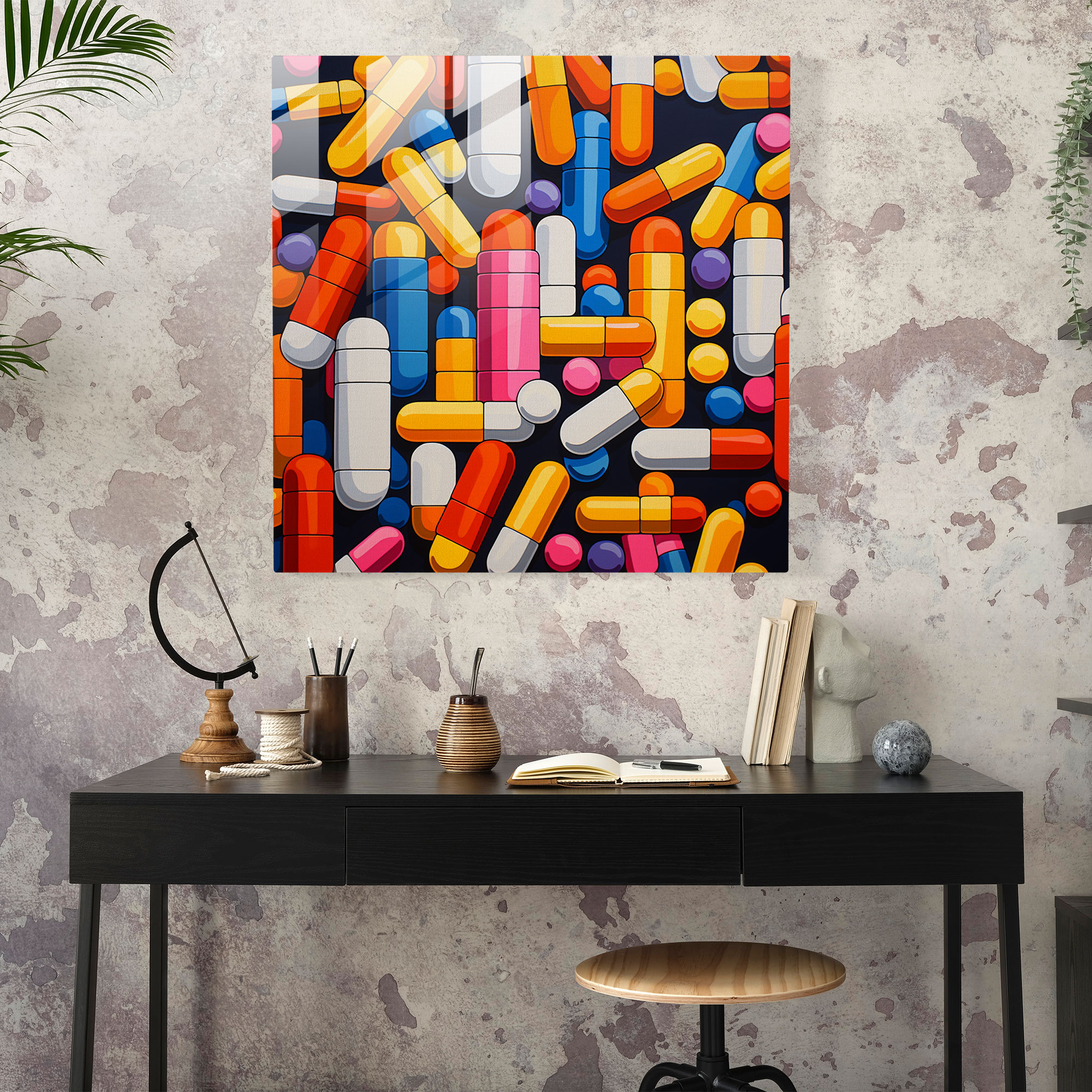 Medicine Pop Art Pills Glass Print - Medicine, Home Decoration, Pills, Wall Decoration