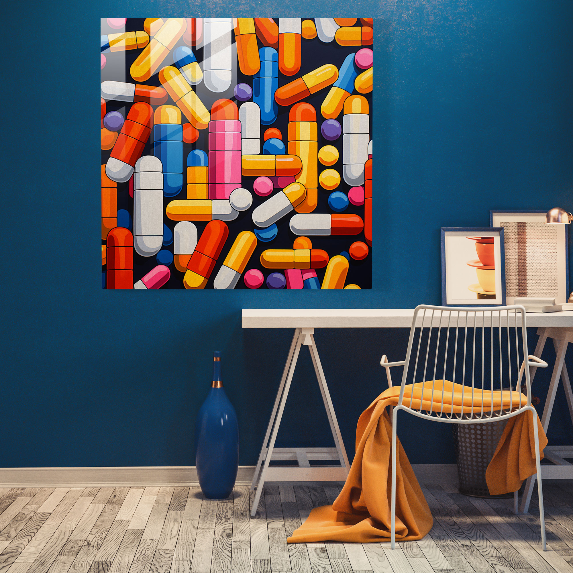 Medicine Pop Art Pills Glass Print - Medicine, Home Decoration, Pills, Wall Decoration