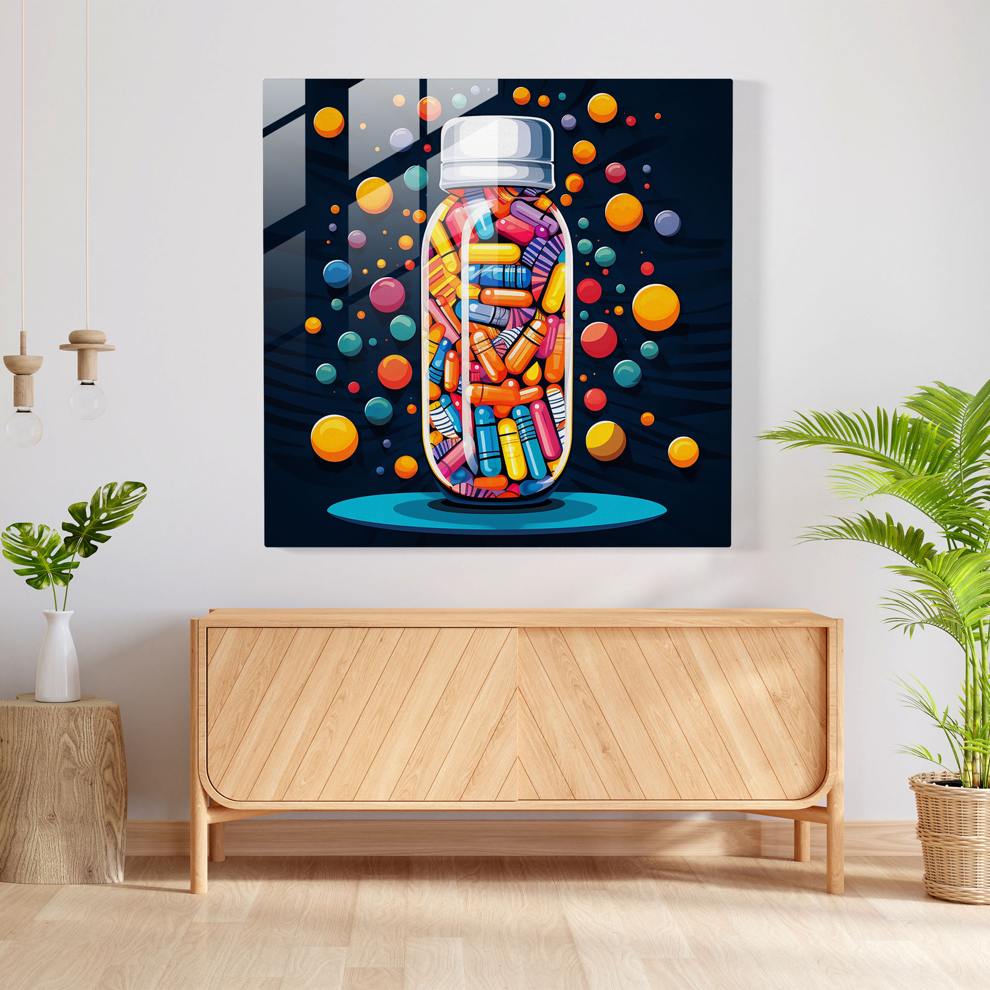 Medicine Pop Glass Print - Medicine, Medicine, Pop Art Inspired Design, Glass Print