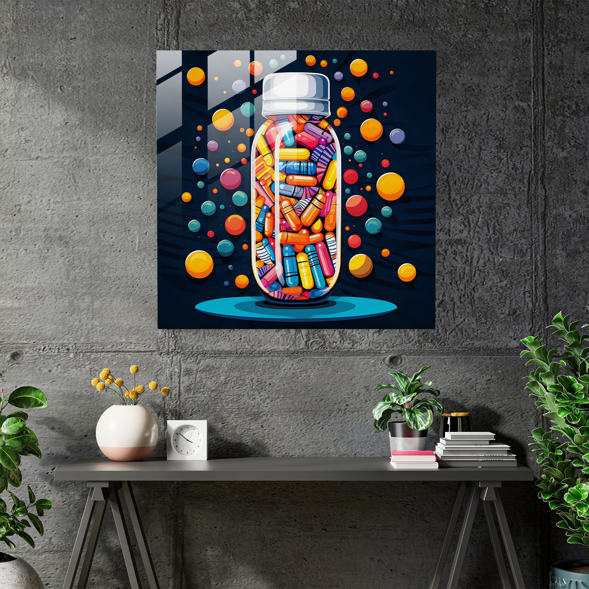 Medicine Pop Glass Print - Medicine, Medicine, Pop Art Inspired Design, Glass Print