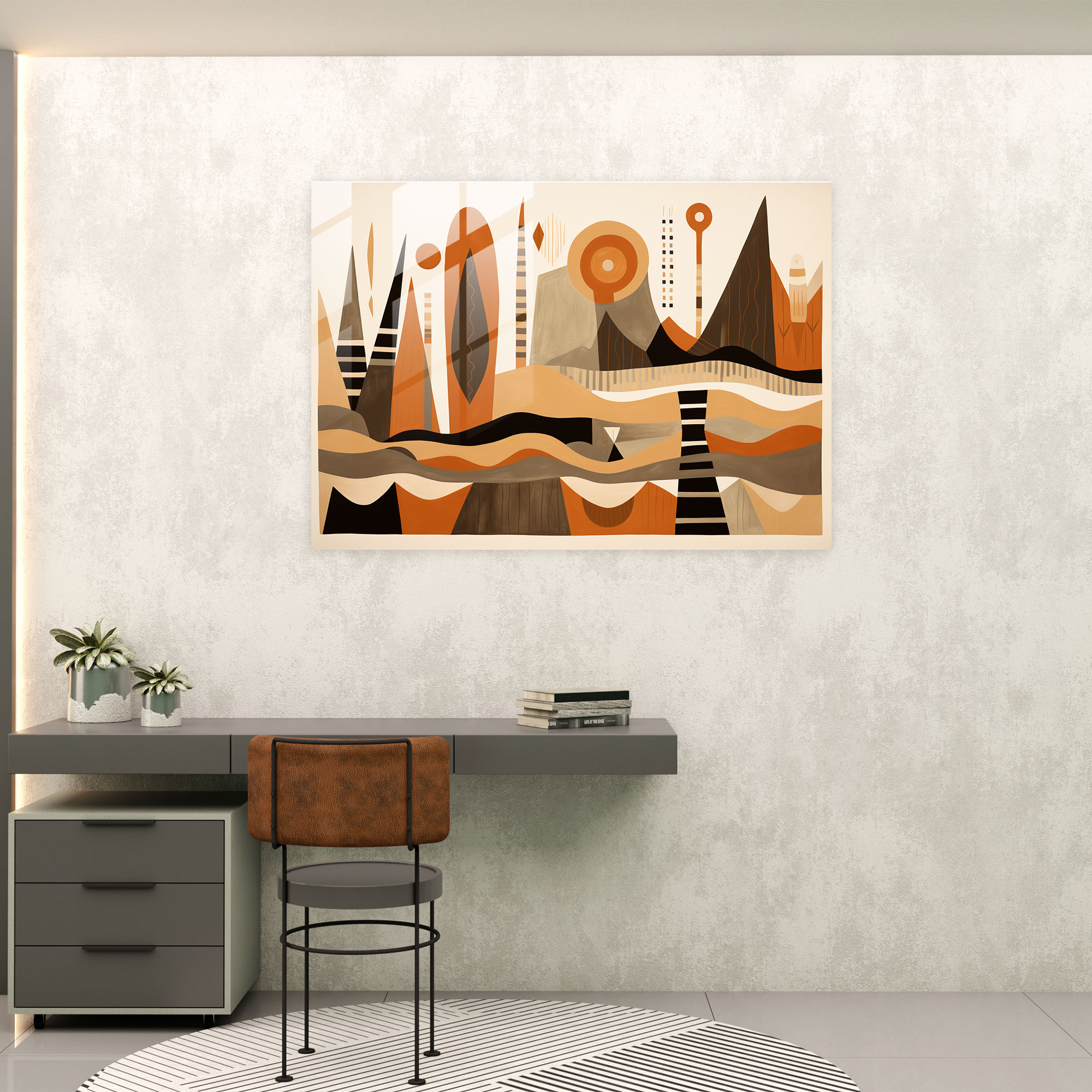 Minimalist Mesolithic Glass Wall Art - Mesolithic, Glass Art, Earthy Tones, Minimalist Art