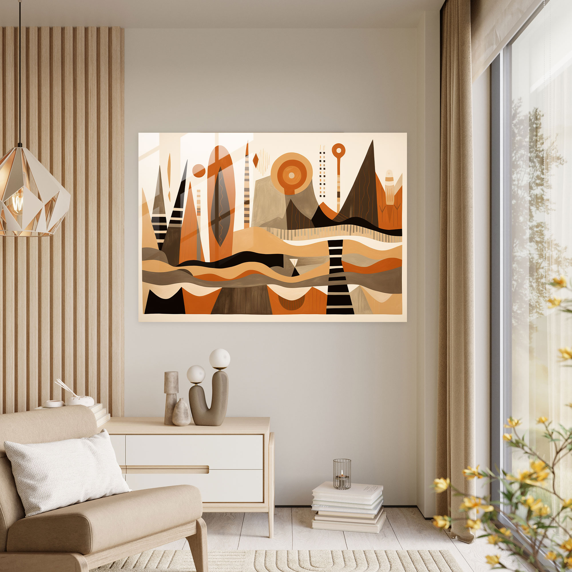 Minimalist Mesolithic Glass Wall Art - Mesolithic, Glass Art, Earthy Tones, Minimalist Art