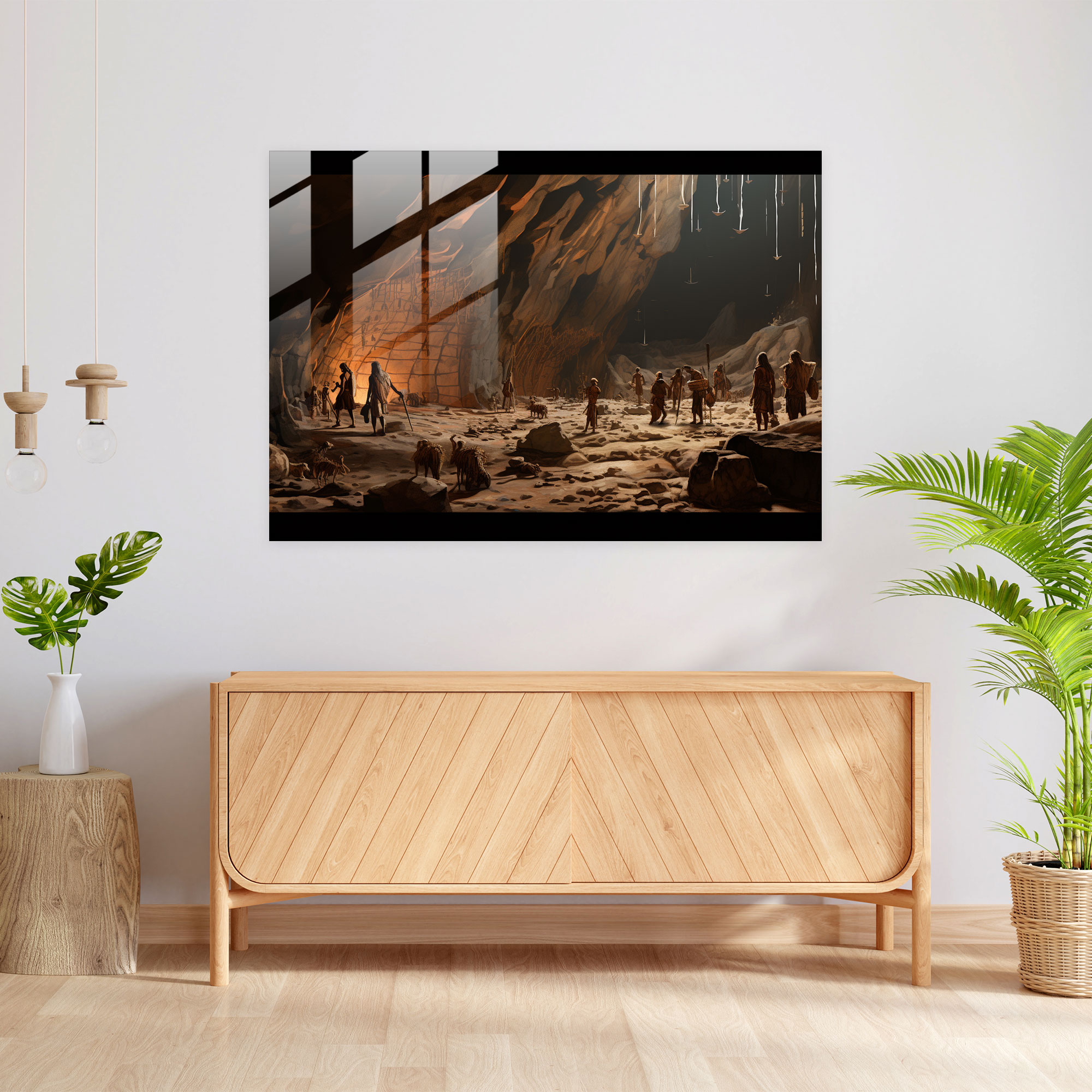 Mesolithic Mystery Glass Print - Mesolithic, Mesolithic Cave Art, Mystery, Glass Wall Art