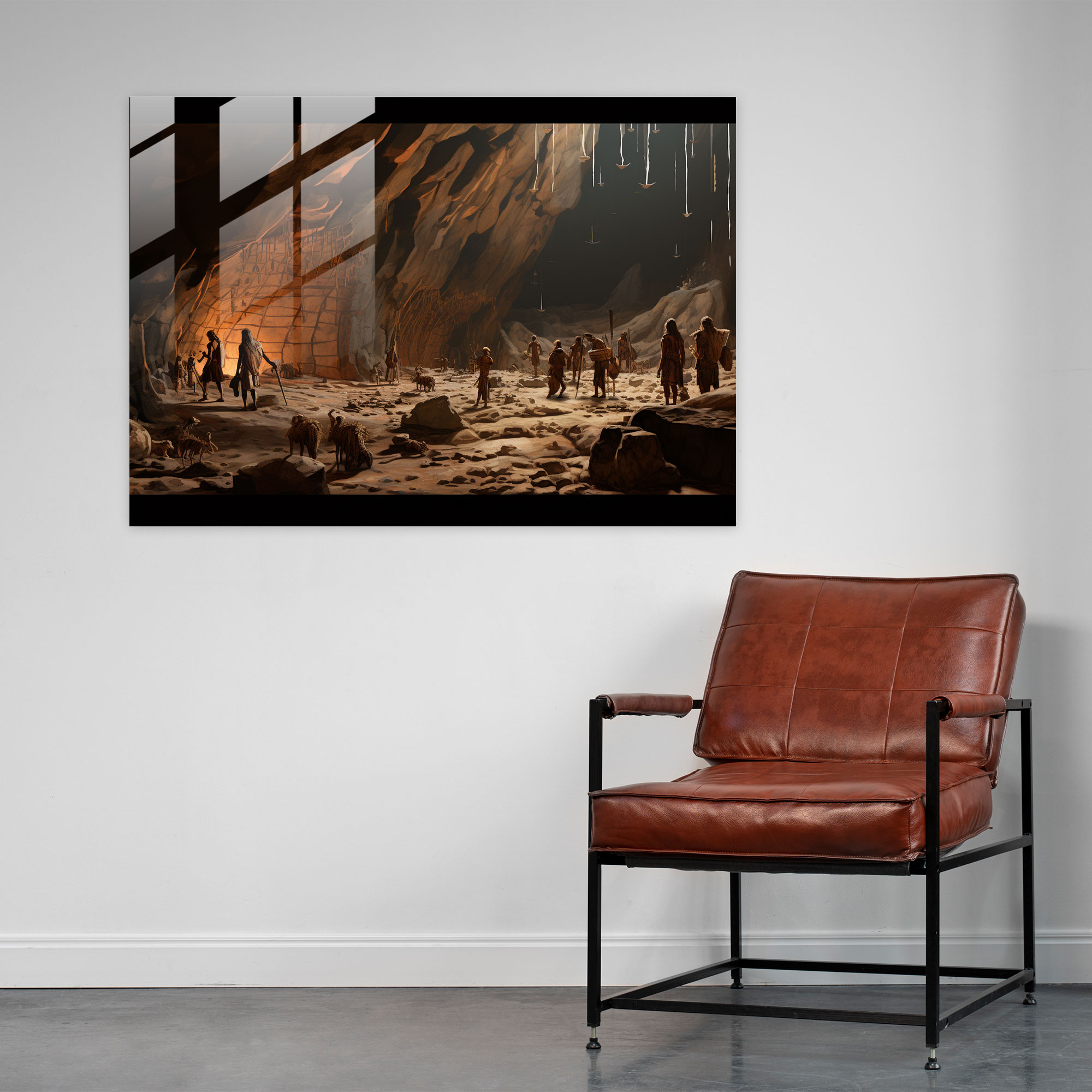 Mesolithic Mystery Glass Print - Mesolithic, Mesolithic Cave Art, Mystery, Glass Wall Art