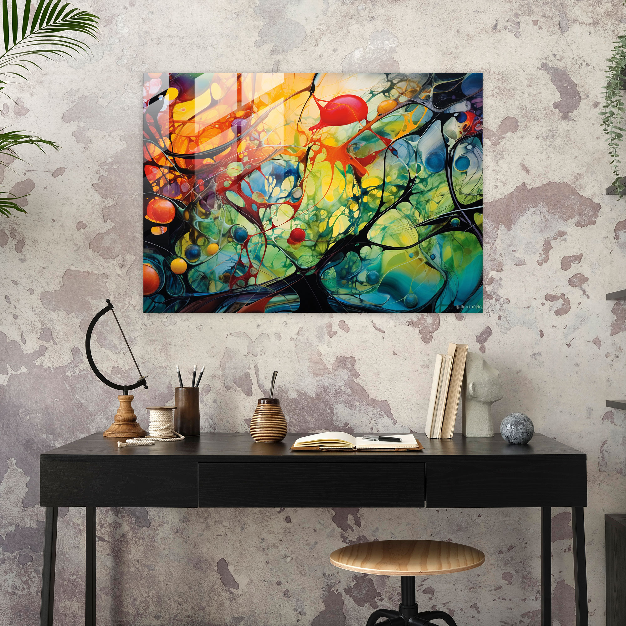 Mesolithic Abstract Glass Print - Mesolithic, Abstract Design, Wall Decoration, Glass Print
