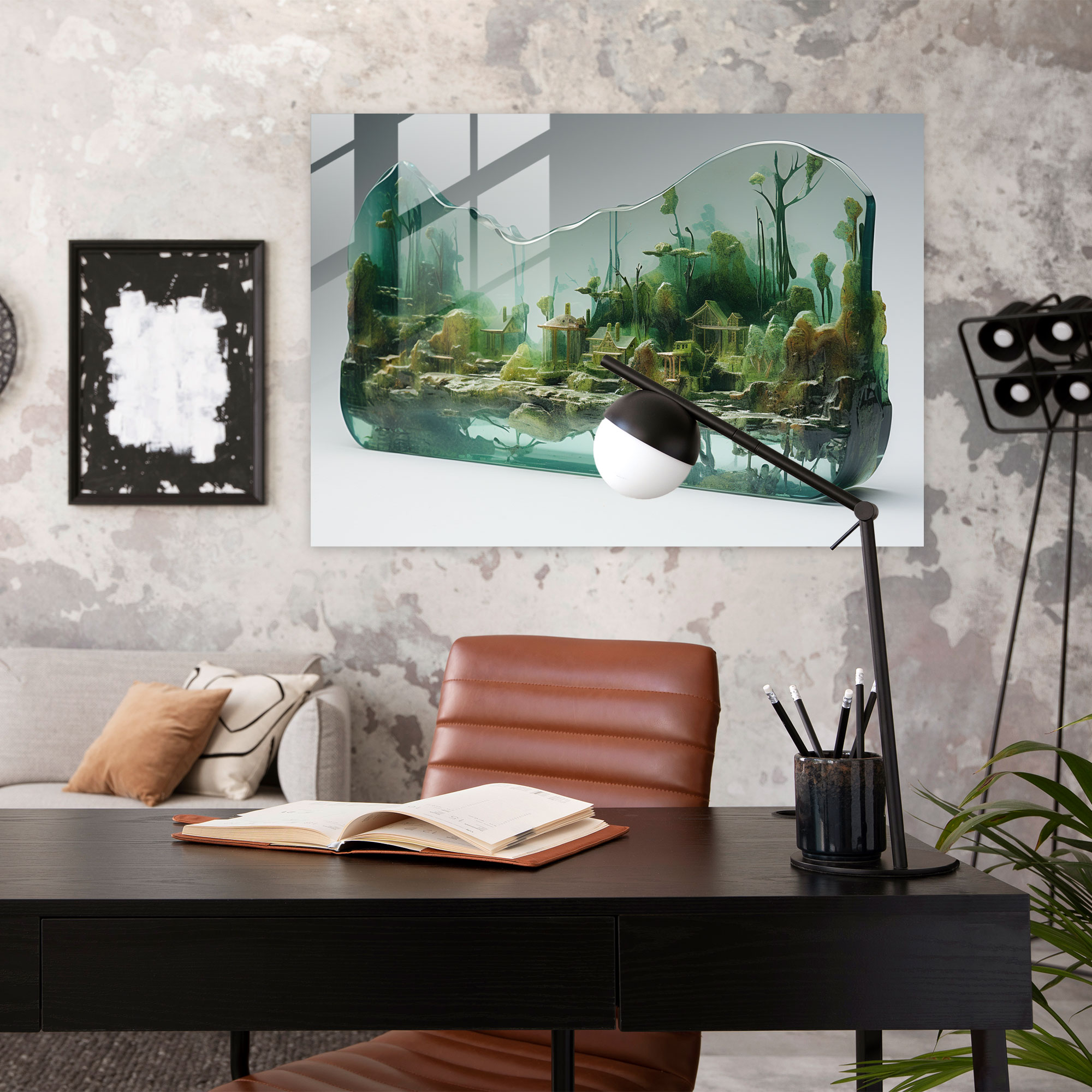 Mesolithic Lakeside Glass Wall Art - Mesolithic, Lush Greenery, Glass Print, Glass Art