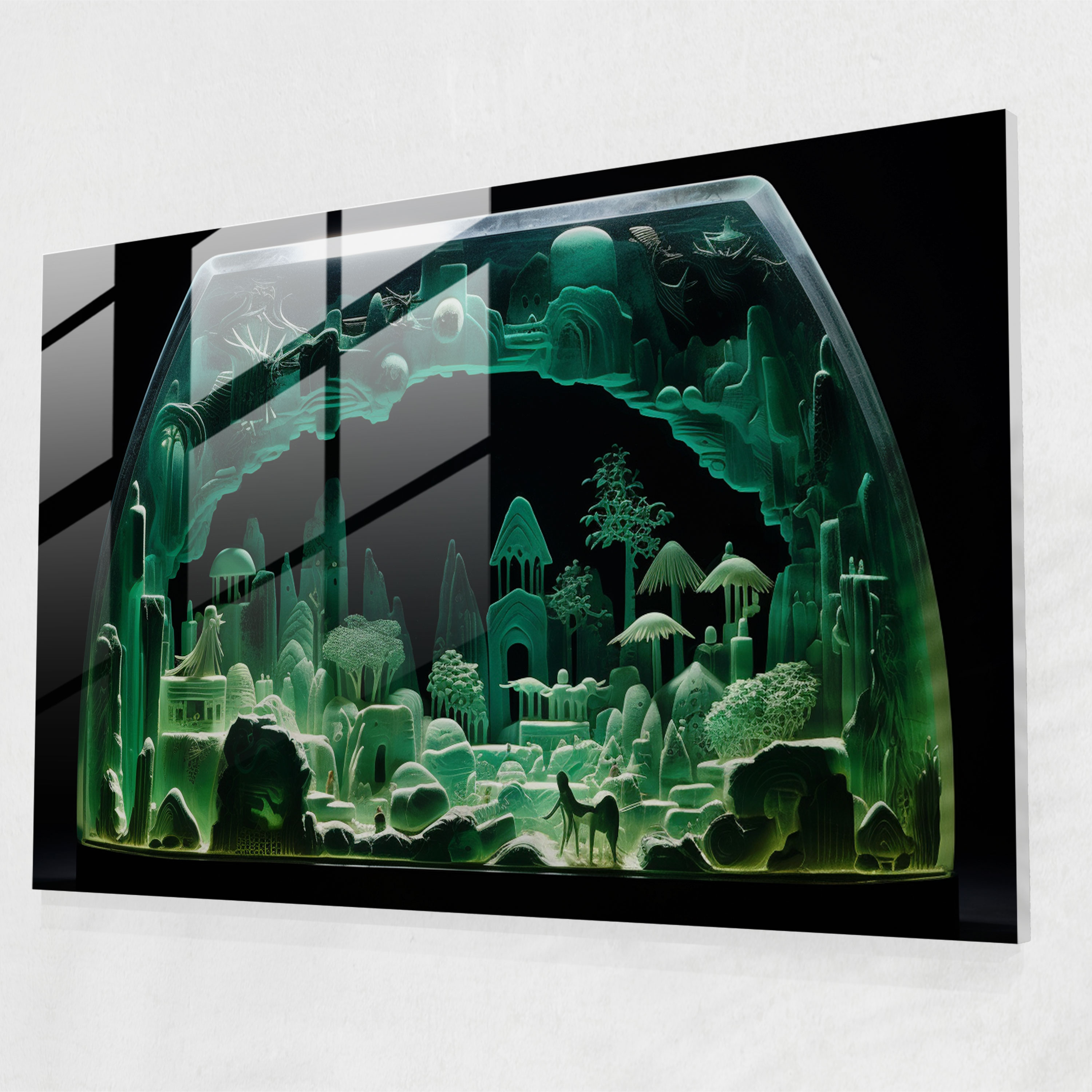 Mesolithic Mystical Cave Glass Art - Mesolithic, Mystical Cave, Enigmatic Paintings, Home Decoration