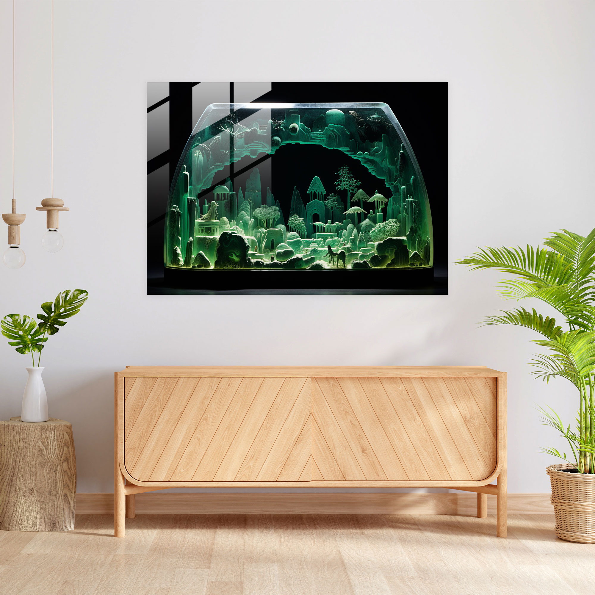 Mesolithic Mystical Cave Glass Art - Mesolithic, Mystical Cave, Enigmatic Paintings, Home Decoration