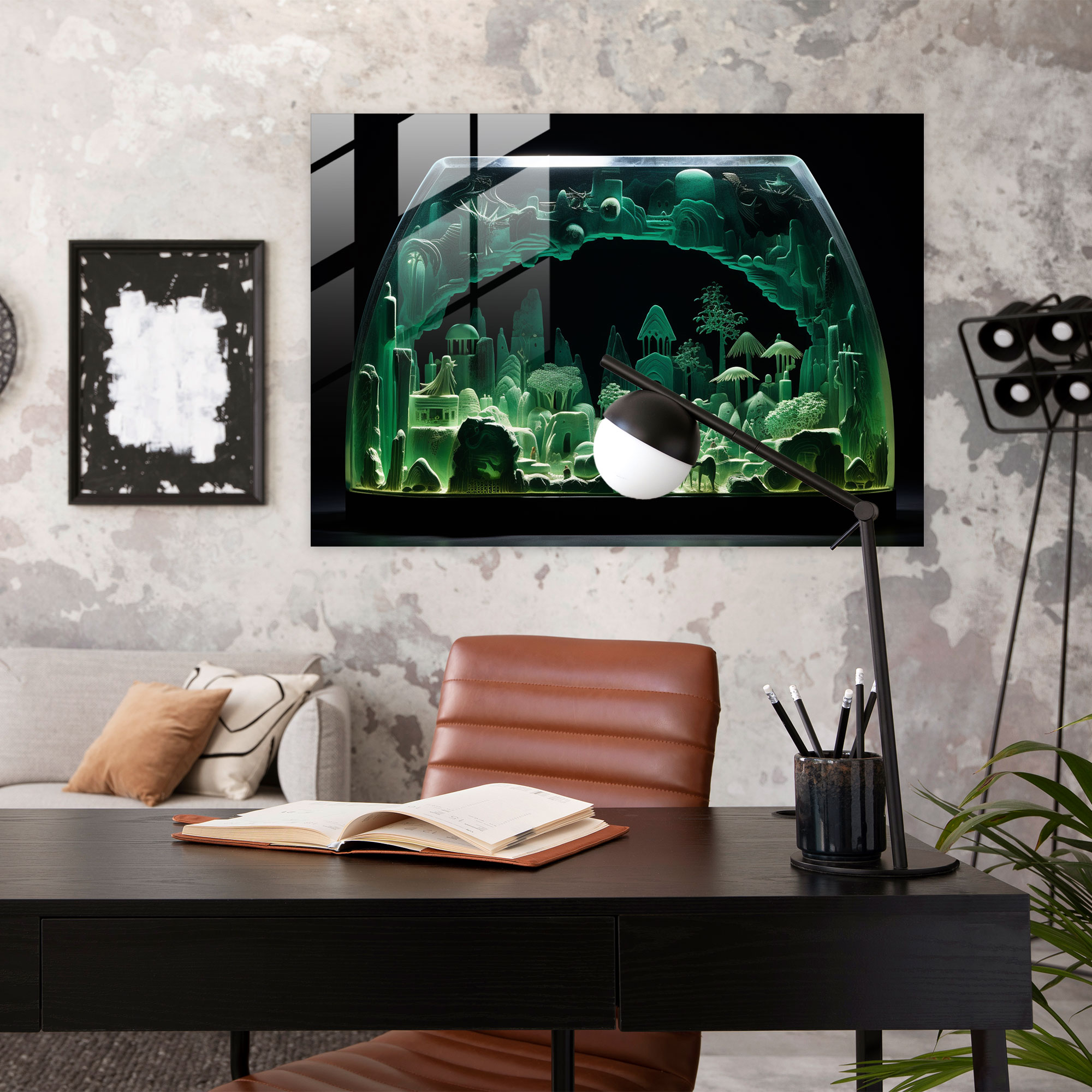 Mesolithic Mystical Cave Glass Art - Mesolithic, Mystical Cave, Enigmatic Paintings, Home Decoration