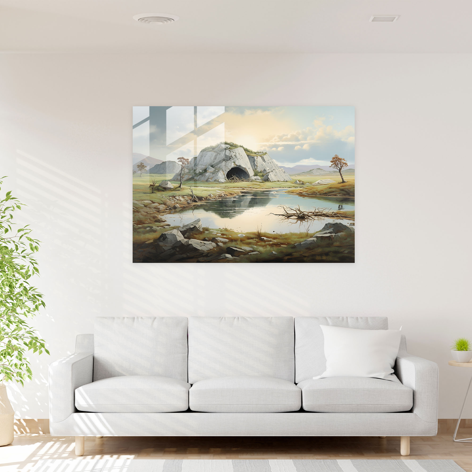 Mesolithic Glass Print - Serene Landscape - Mesolithic, Glass Print, Glass Wall Art, Mesolithic
