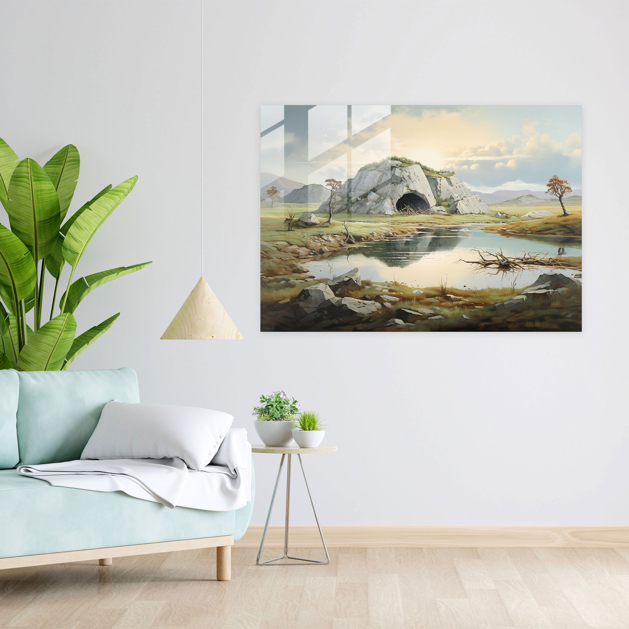 Mesolithic Glass Print - Serene Landscape - Mesolithic, Glass Print, Glass Wall Art, Mesolithic