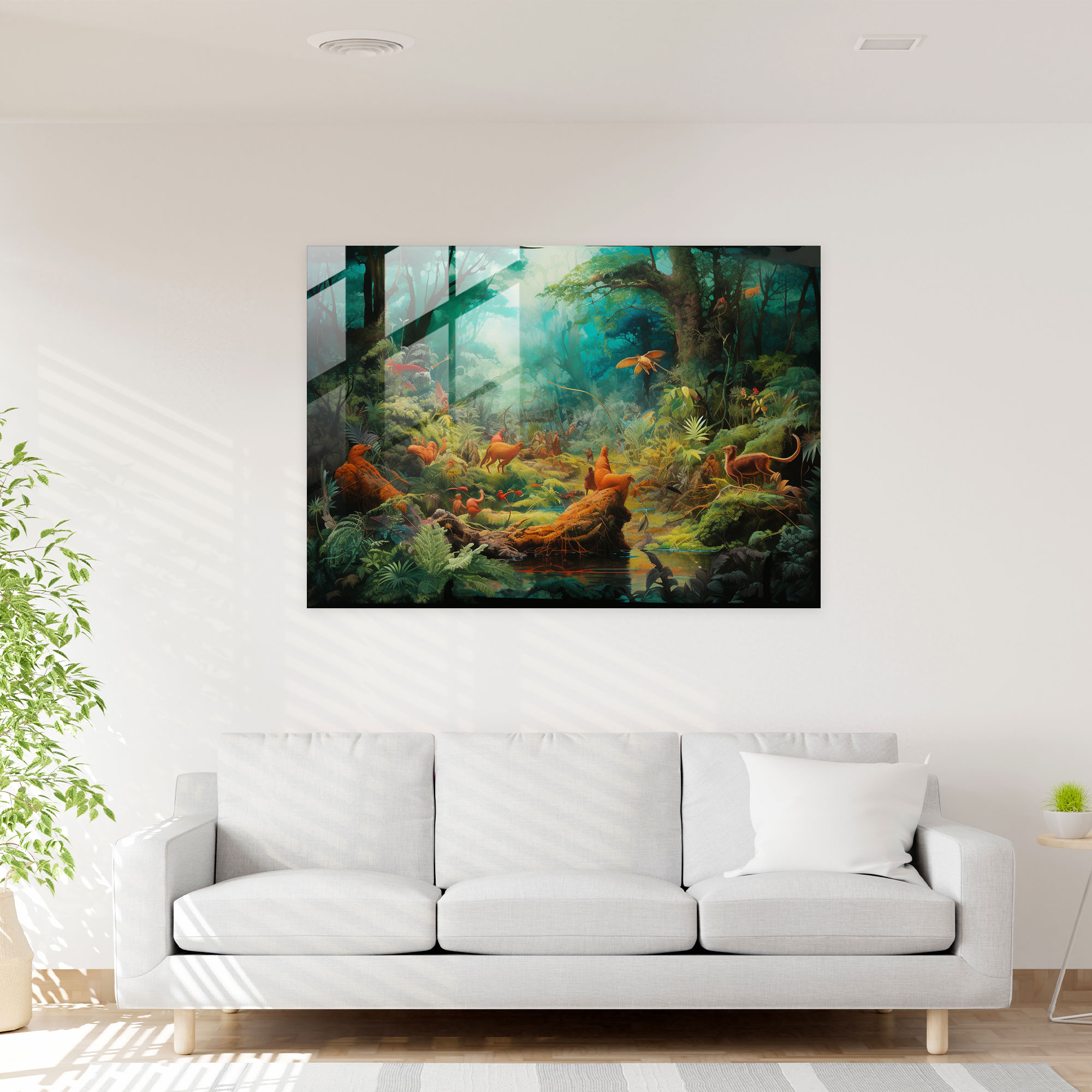 Orman Savaşçıları Cam Tablo - Orman Modern Sanat Cam Sanat Taş Devri