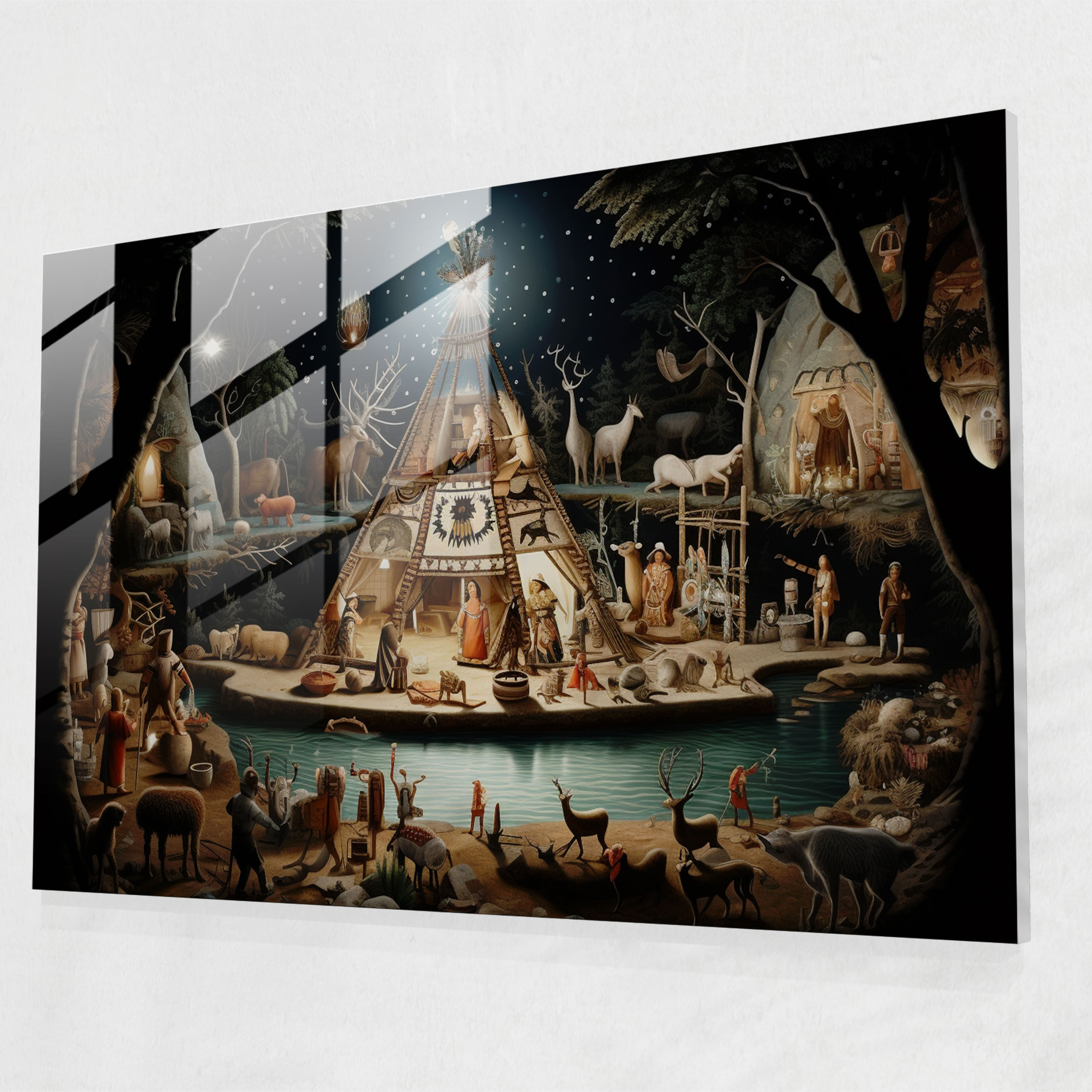 Mesolithic Community Celebration Home Decoration - Mesolithic, Wall Decoration, Glass Print, Glass Art