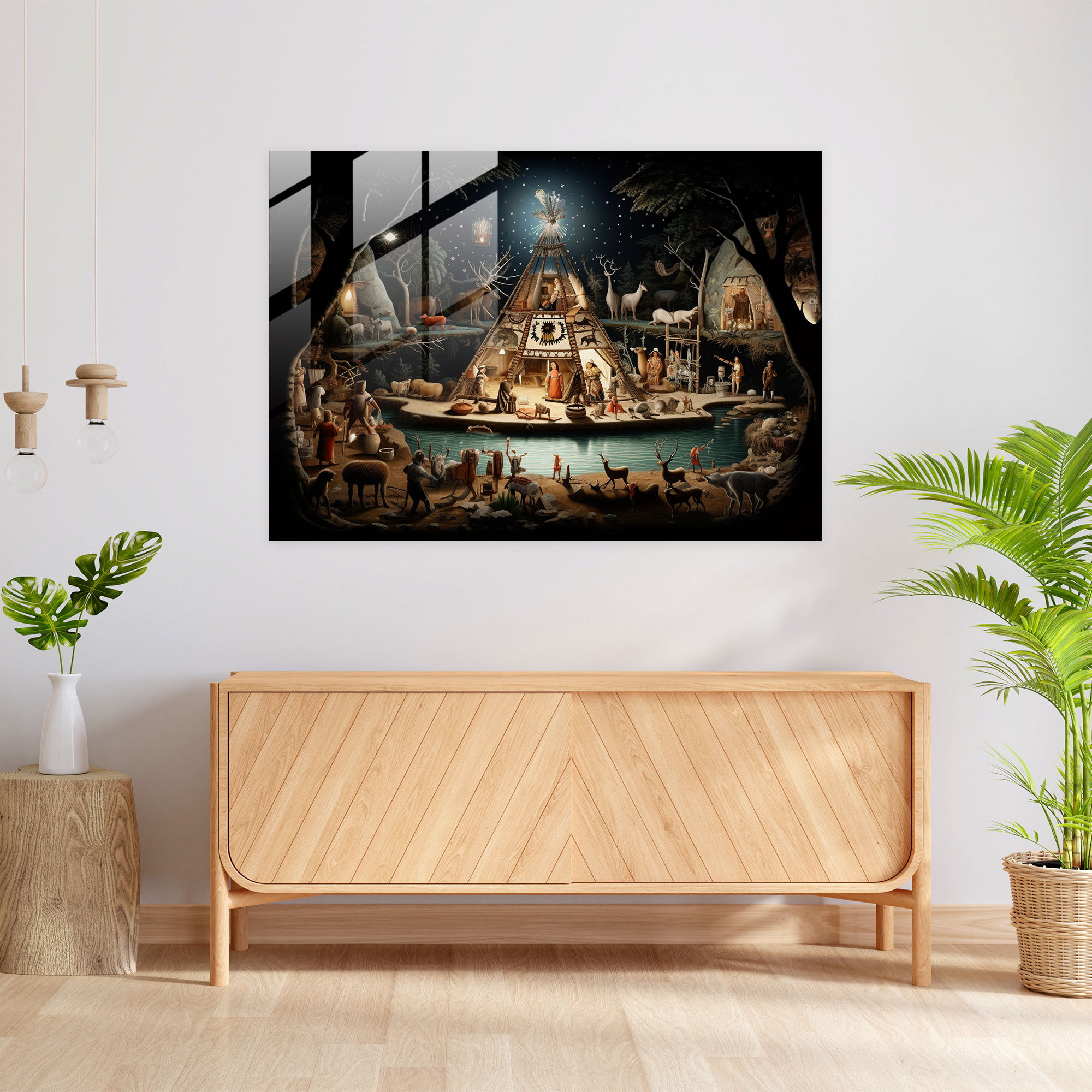 Mesolithic Community Celebration Home Decoration - Mesolithic, Wall Decoration, Glass Print, Glass Art