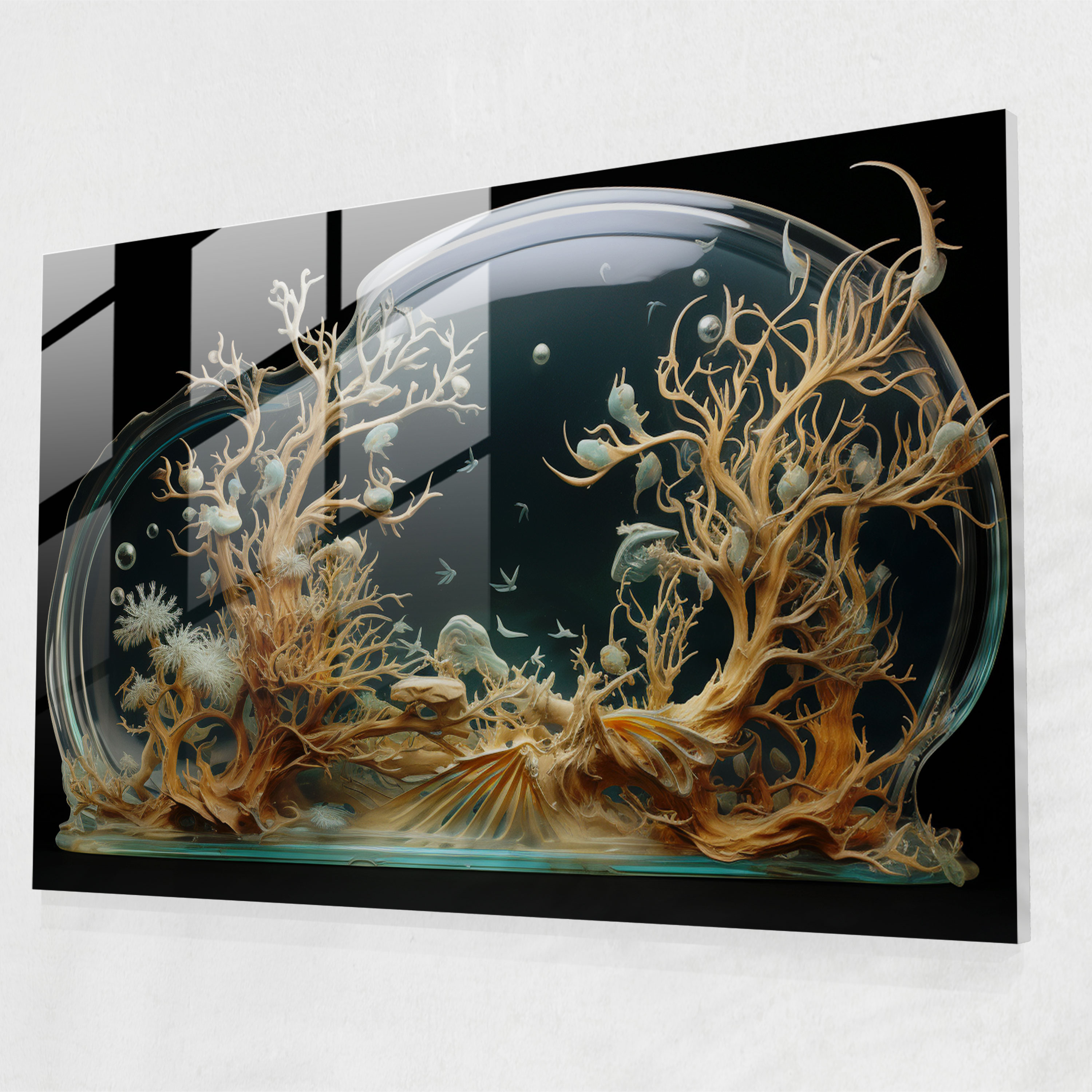 Mythical Mesolithic Interconnections Glass Wall Art - Mesolithic, Modern Art, Interconnected, Glass Art