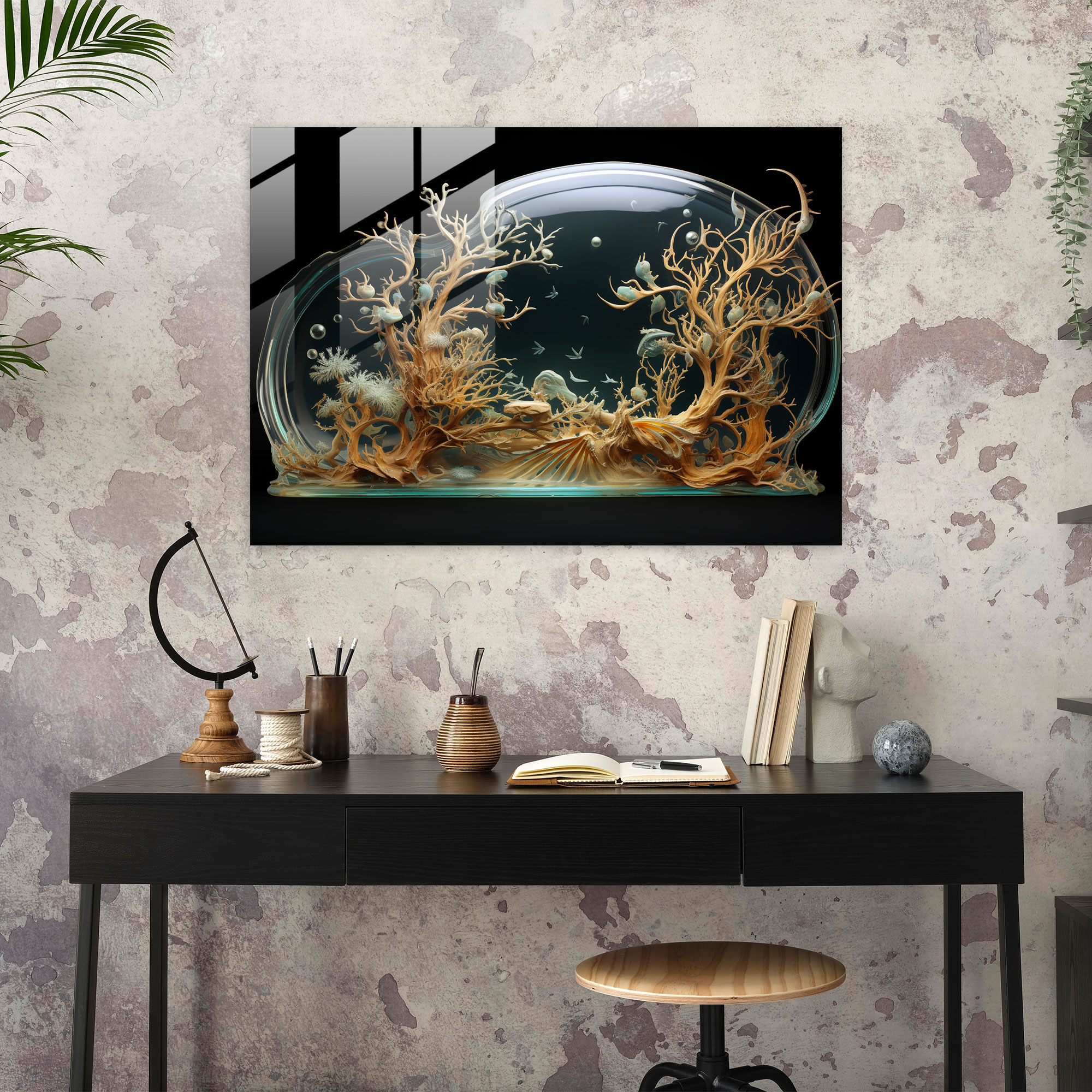 Mythical Mesolithic Interconnections Glass Wall Art - Mesolithic, Modern Art, Interconnected, Glass Art